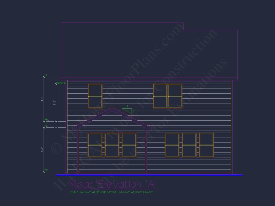 Classic 2-Story house Plan: 4 Beds, 2289 sq ft Blueprint
