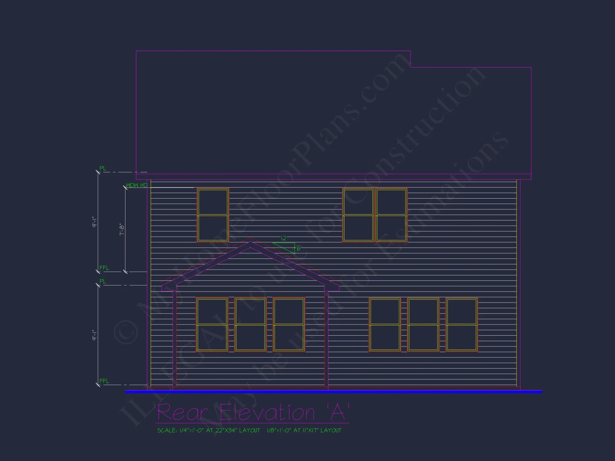 Classic 2-Story house Plan: 4 Beds, 2289 sq ft Blueprint