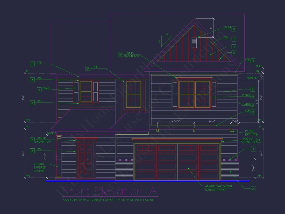 Classic 2-Story house Plan: 4 Beds, 2289 sq ft Blueprint