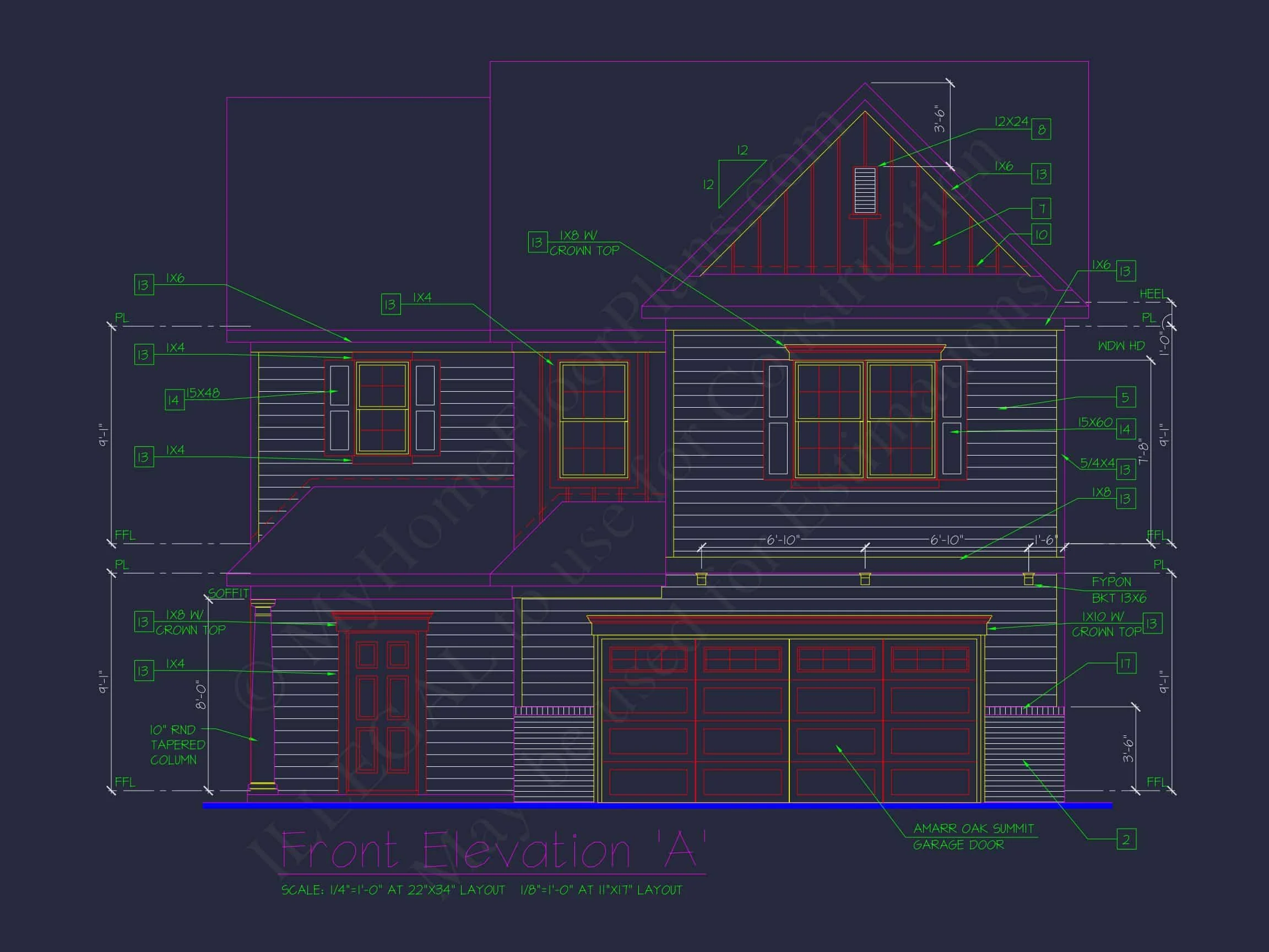 Classic 2-Story house Plan: 4 Beds, 2289 sq ft Blueprint