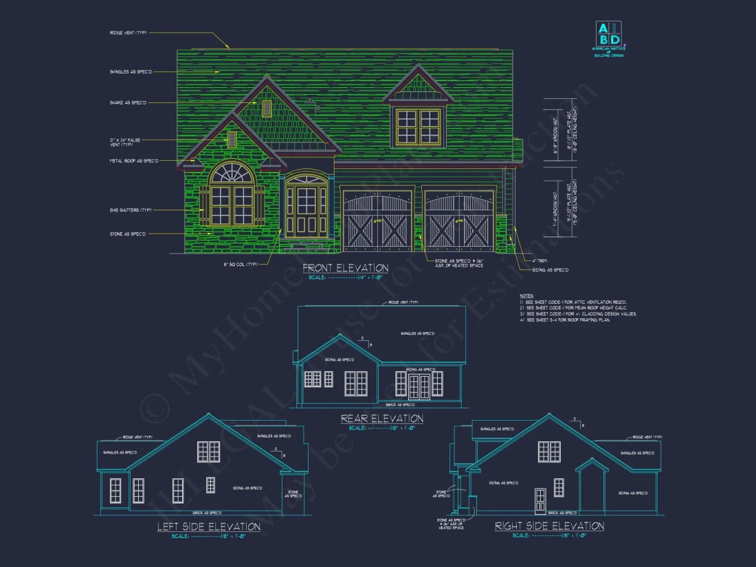 "Elegant 2-Story house Plan with CAD-Ready Architectural Designs"