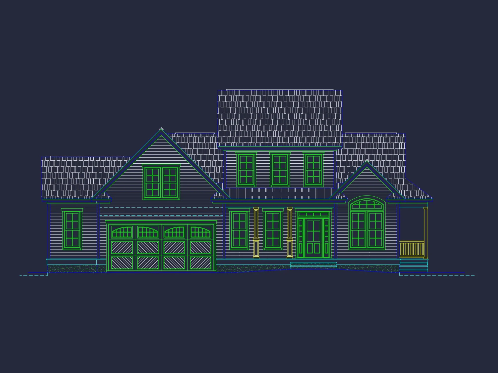 Stunning 2-Story house Plan with CAD Blueprint and Modern Designs