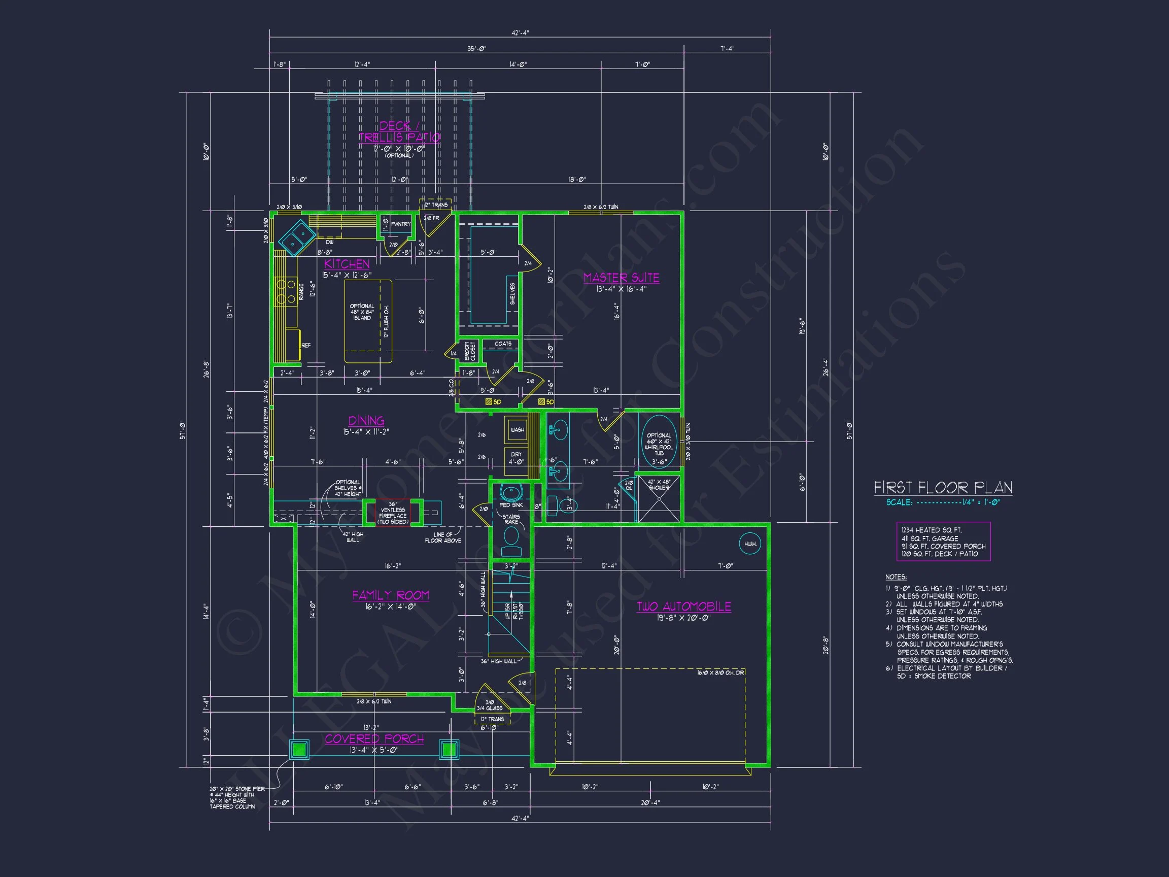 Craftsman house Plan with Open Floor Plan and CAD Designs