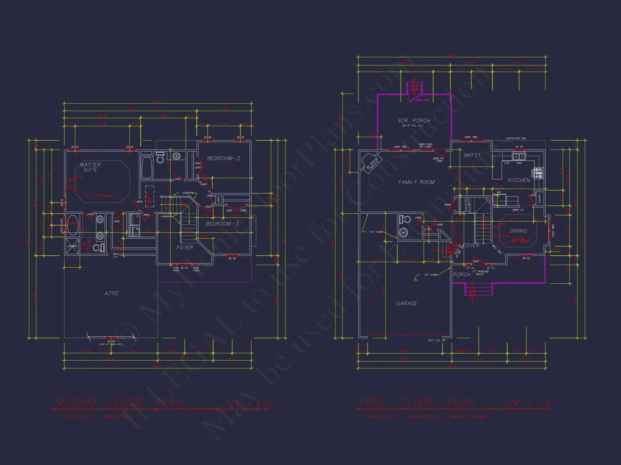 2-Story house Plan with 3 Bedrooms, CAD Designs & Blueprint