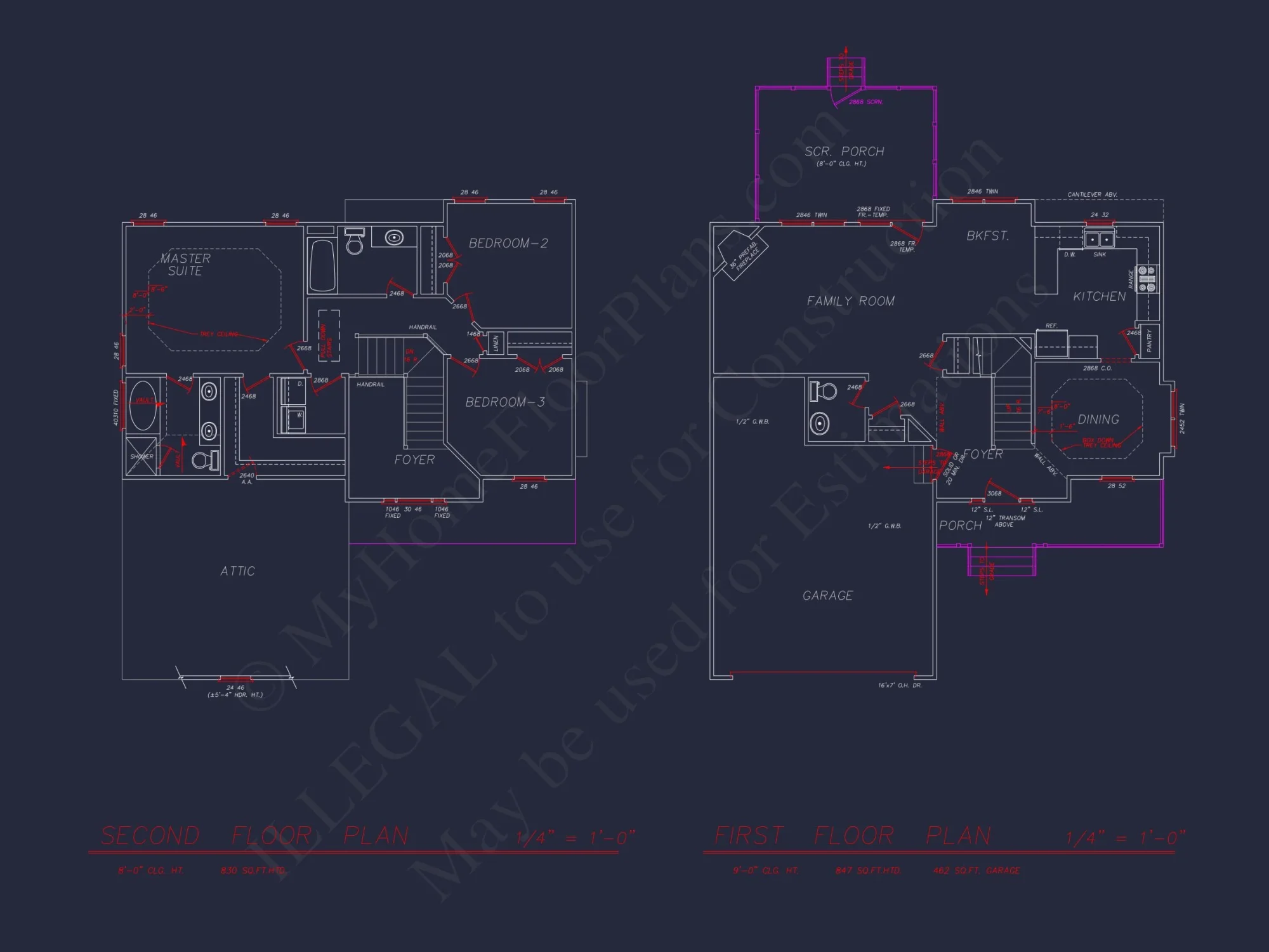 2-Story house Plan with 3 Bedrooms, CAD Designs & Blueprint