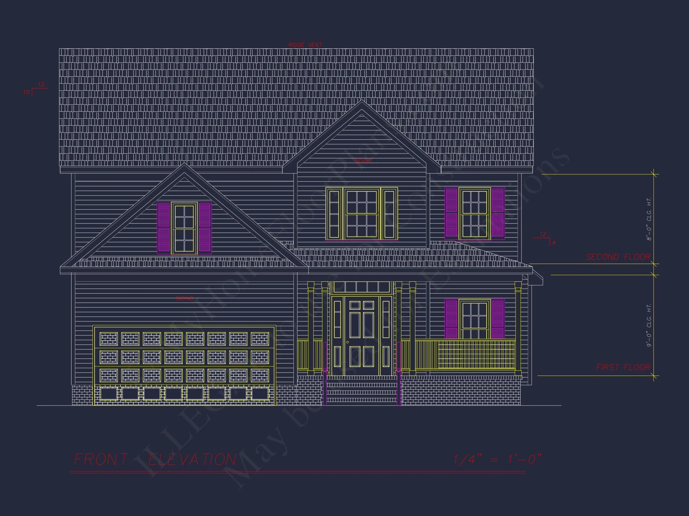 9-1815 HOUSE PLAN -Traditional Home Plan - 3-Bed, 2.5-Bath, 1,950 SF 2 2-Story house Plan with 3 Bedrooms, CAD Designs & Blueprint