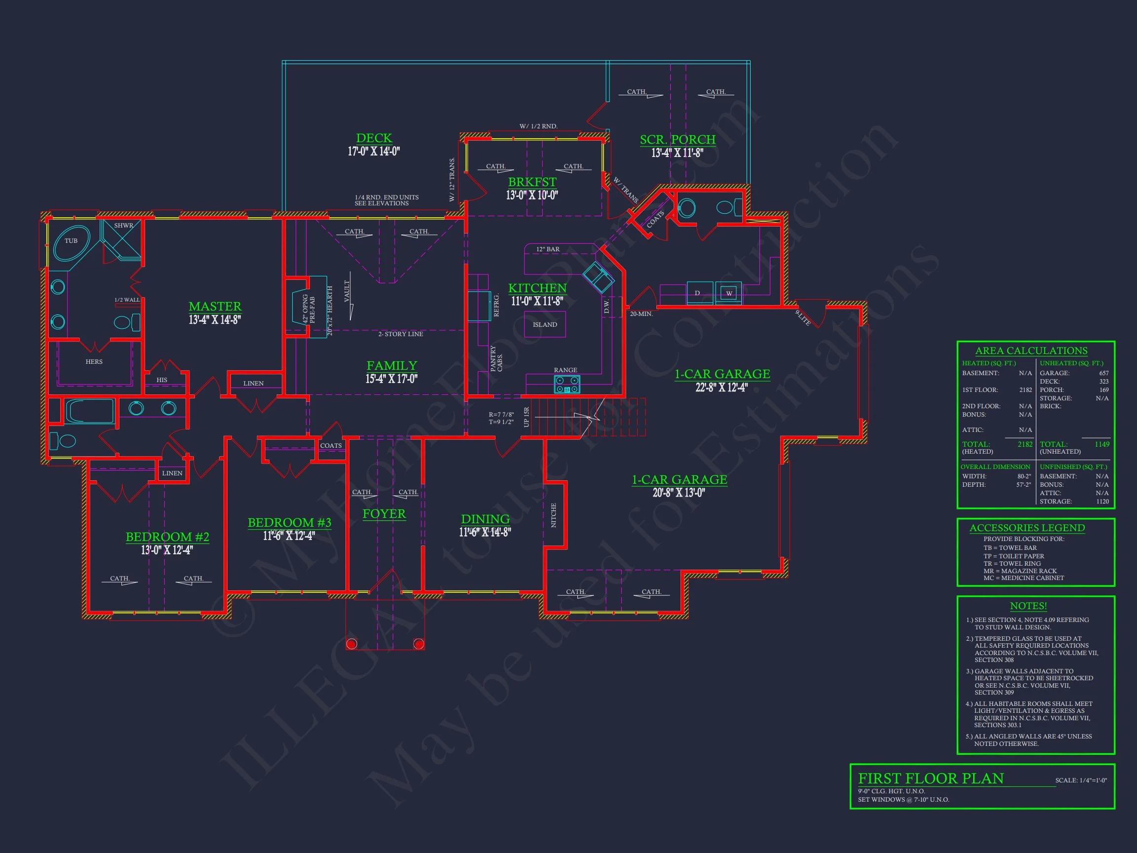 9-1757 HOUSE PLAN -Traditional Home Plan - 3-Bed, 2-Bath, 2,182 SF 4 Classic 2182 Sq. Ft. house Plan with Open Floor Blueprint