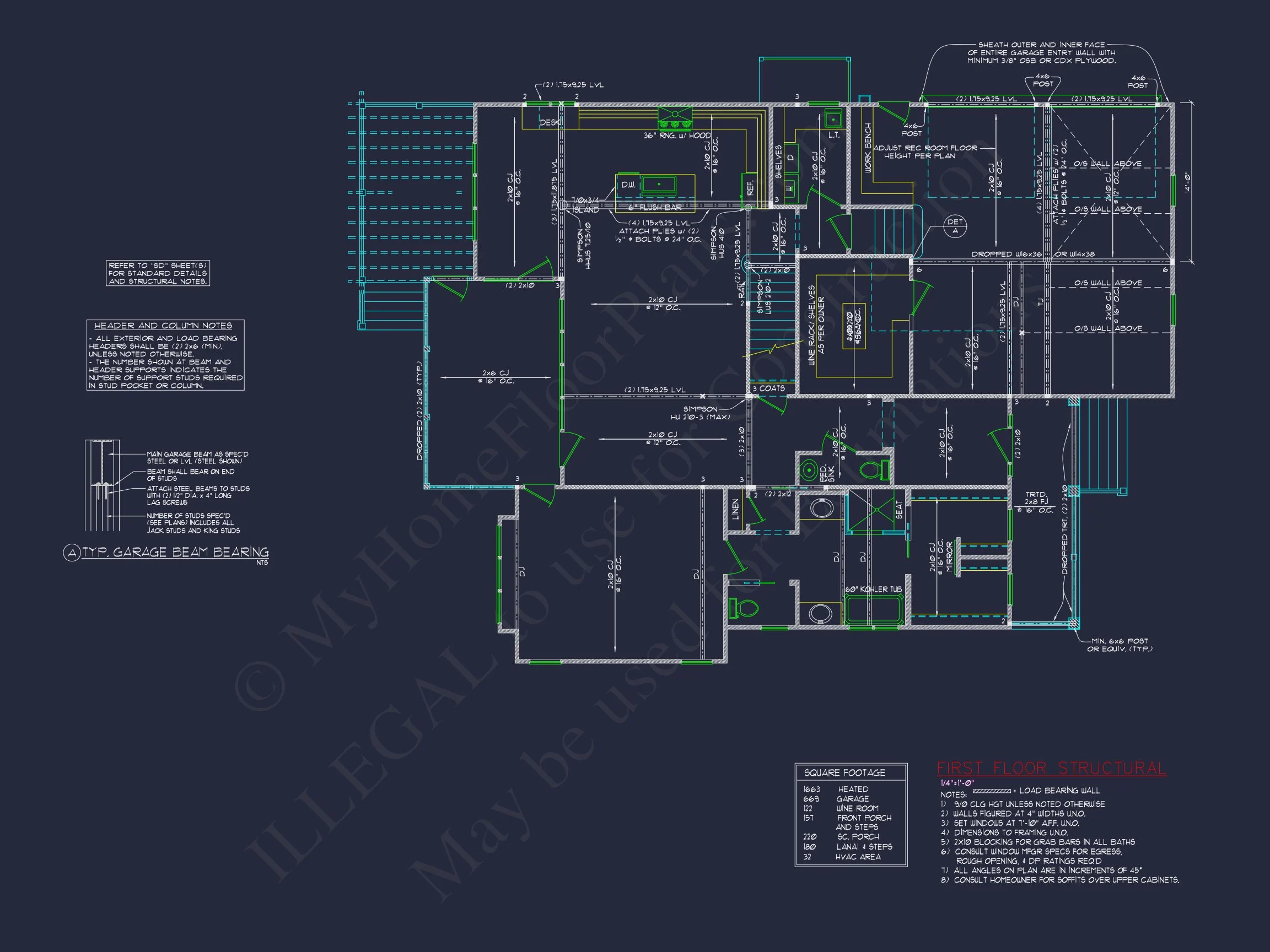 9-1429 HOUSE PLAN -Colonial Home Plan - 4-Bed, 3-Bath, 2,850 SF 14 1663 SqFt