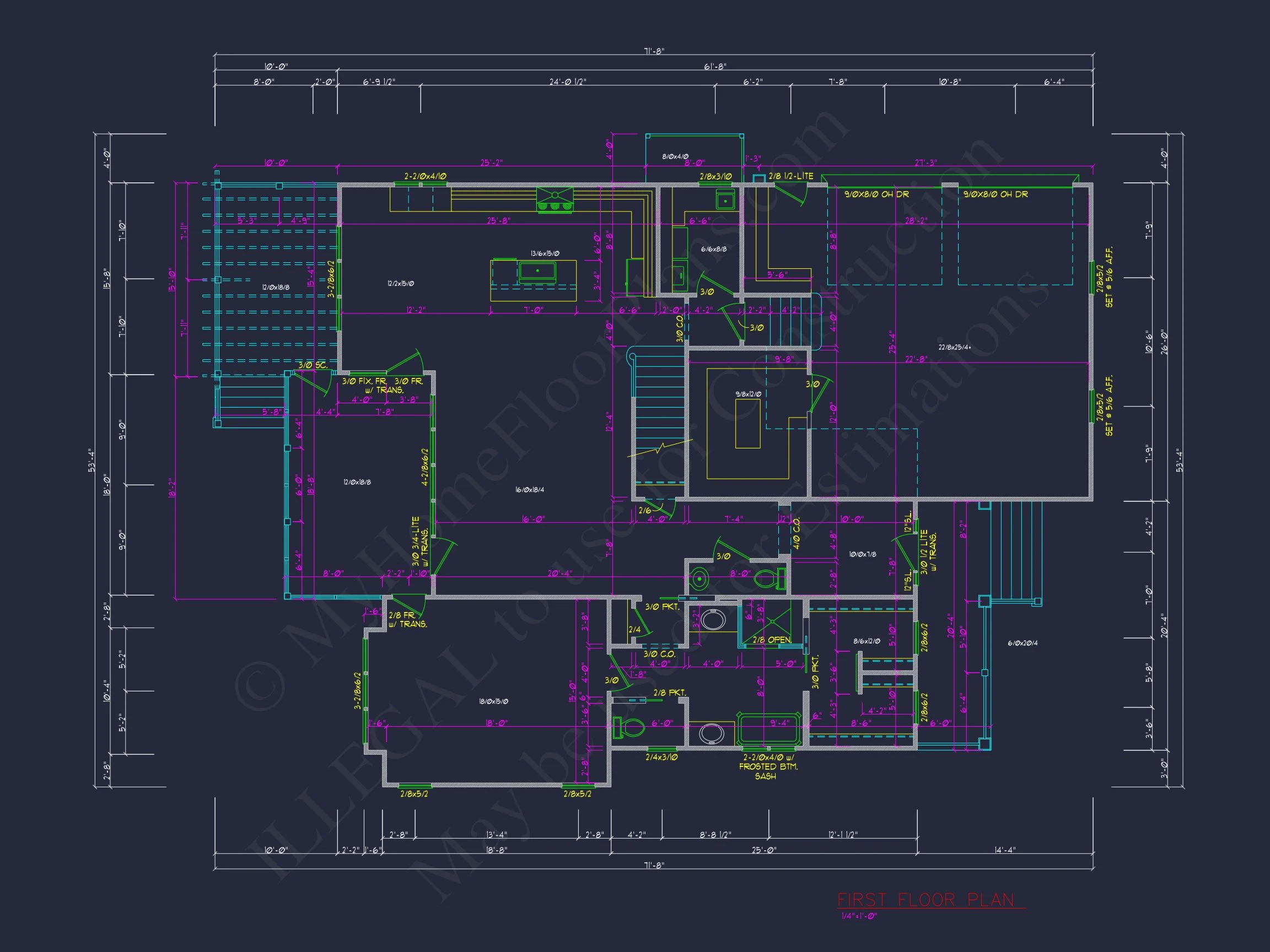 9-1429 HOUSE PLAN -Colonial Home Plan - 4-Bed, 3-Bath, 2,850 SF 12 1663 SqFt