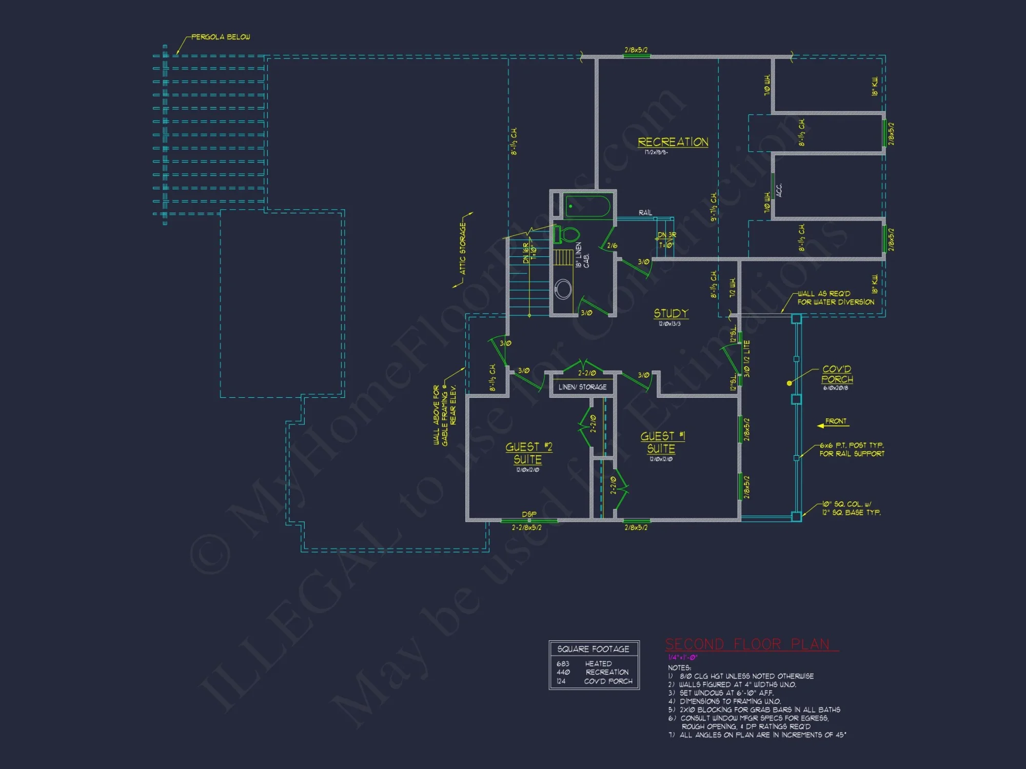2-Story 3-Bedroom Country house Plan w/Island Kitchen & Lanai