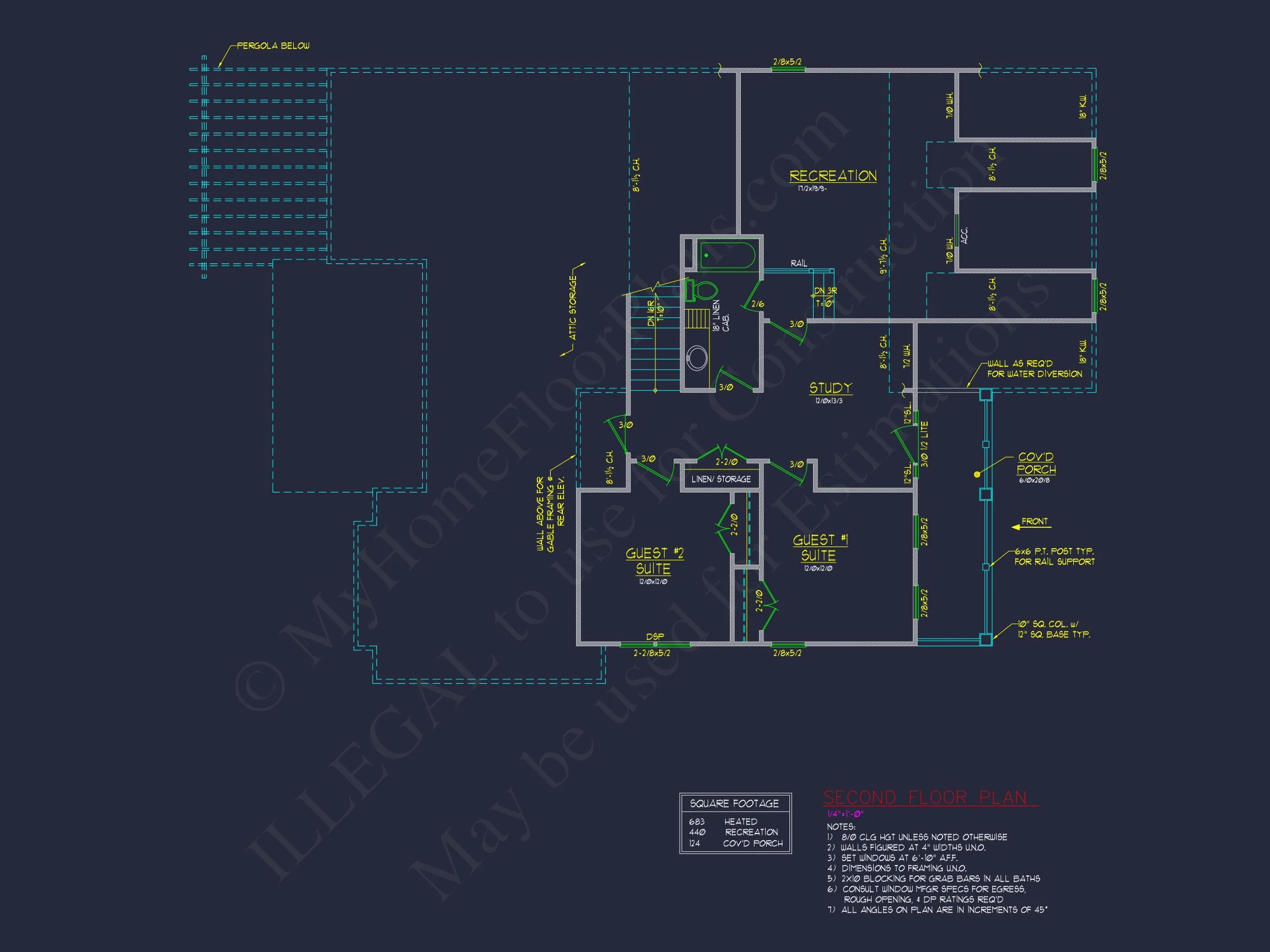 9-1429 HOUSE PLAN -Colonial Home Plan - 4-Bed, 3-Bath, 2,850 SF 11 2-Story 3-Bedroom Country house Plan w/Island Kitchen & Lanai