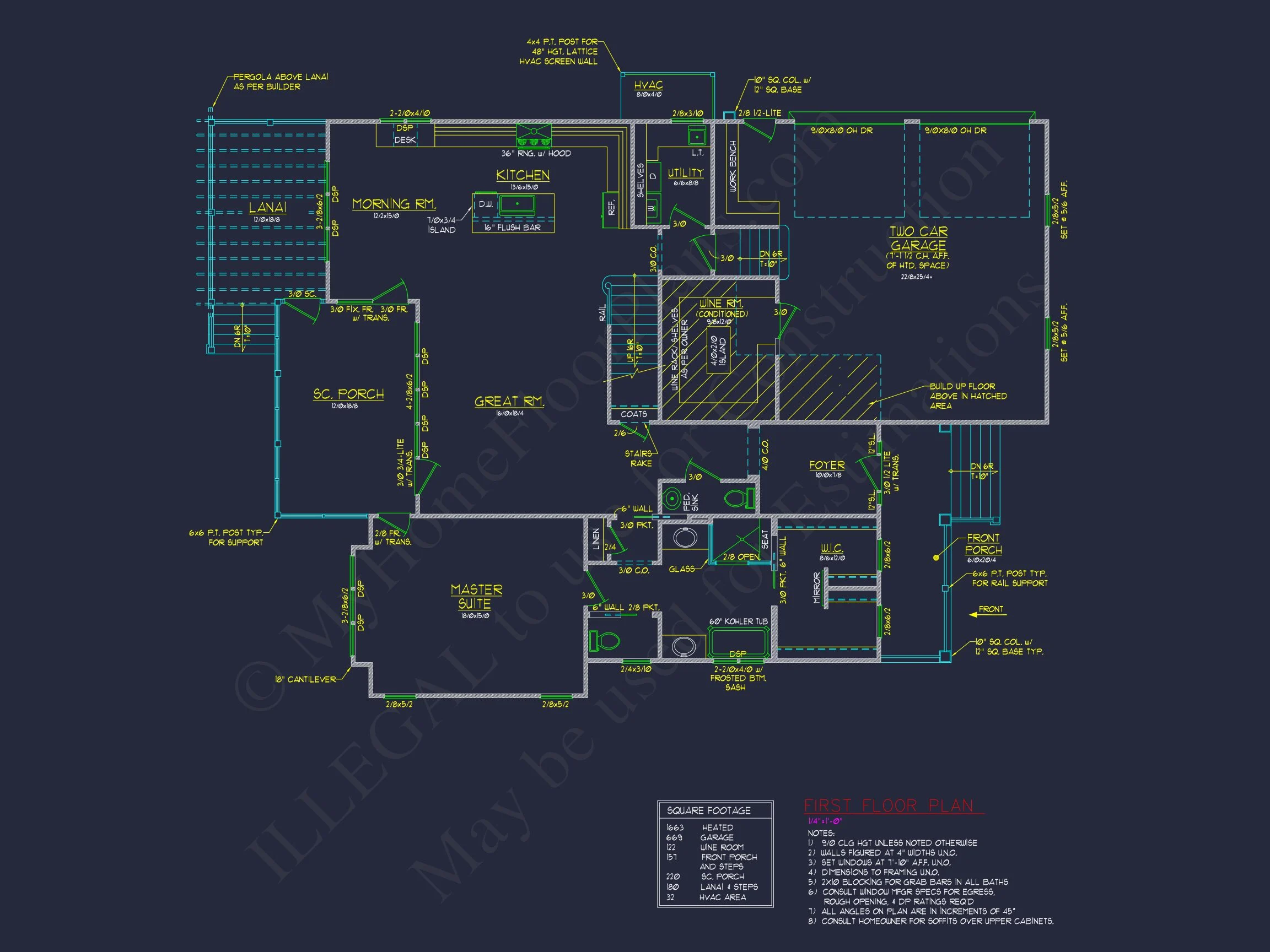 9-1429 HOUSE PLAN -Colonial Home Plan - 4-Bed, 3-Bath, 2,850 SF 10 1663 SqFt