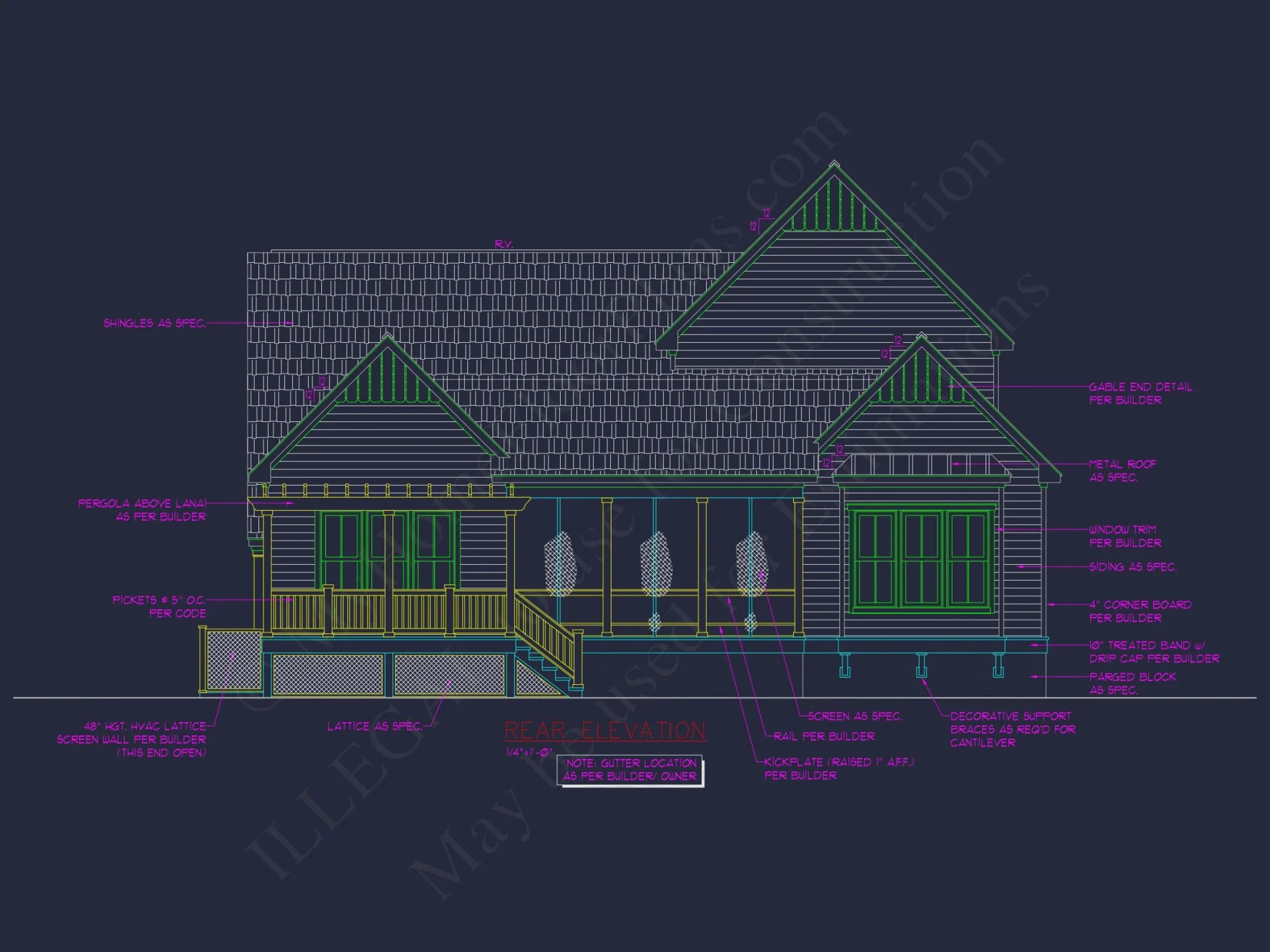 2-Story 3-Bedroom Country house Plan w/Island Kitchen & Lanai