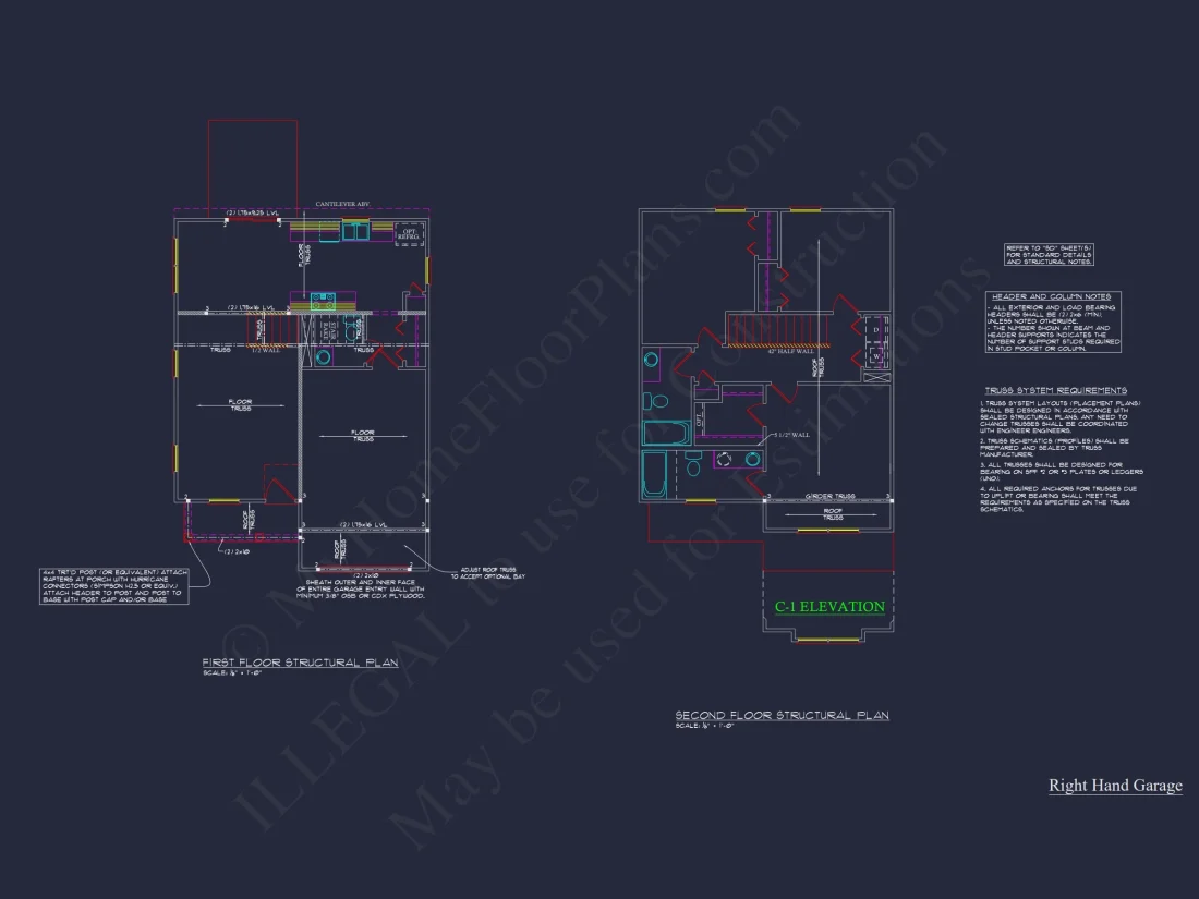 Craftsman house Floor Plan with 2 Stories and 3 Bedrooms