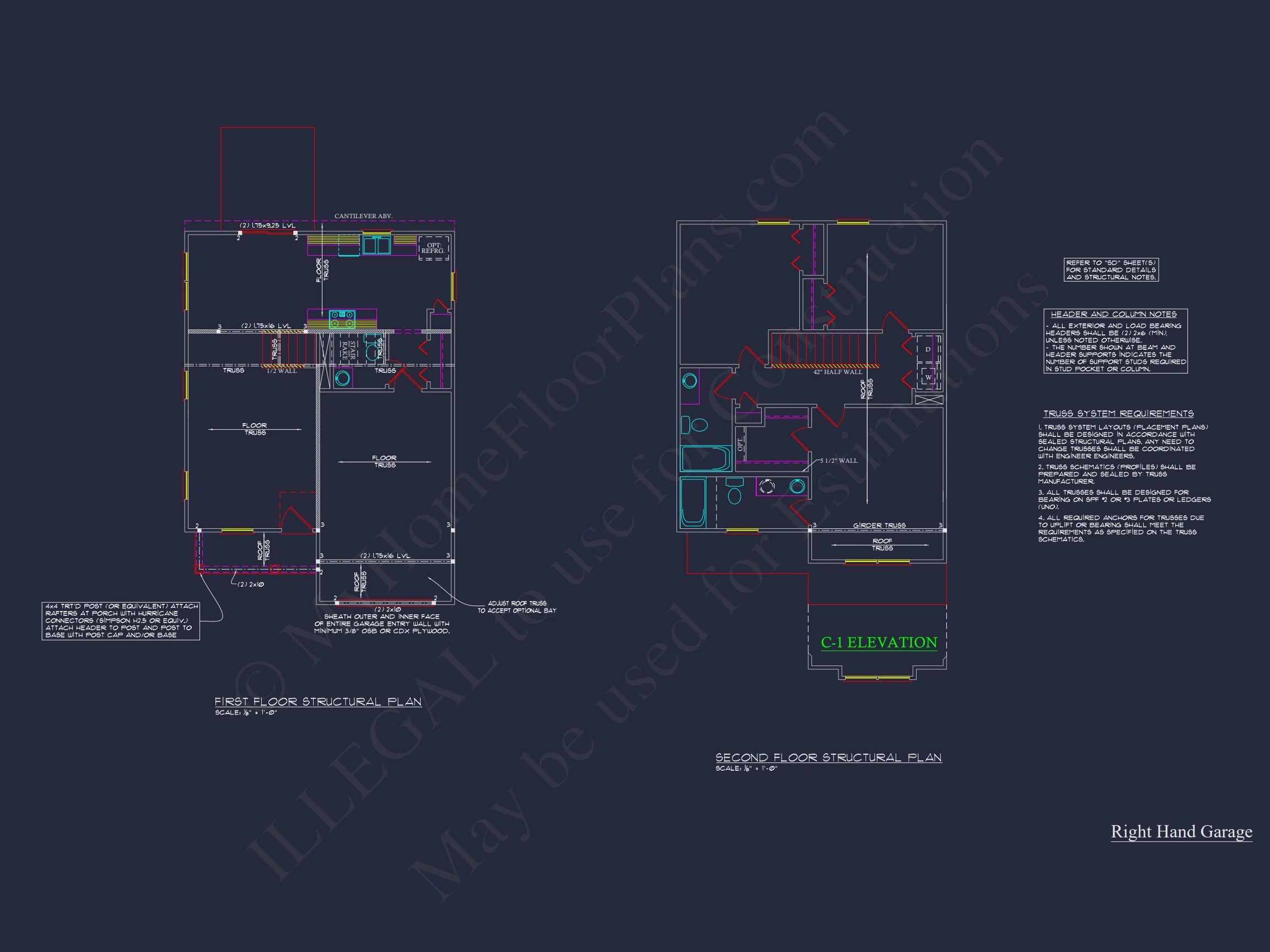 Craftsman house Floor Plan with 2 Stories and 3 Bedrooms