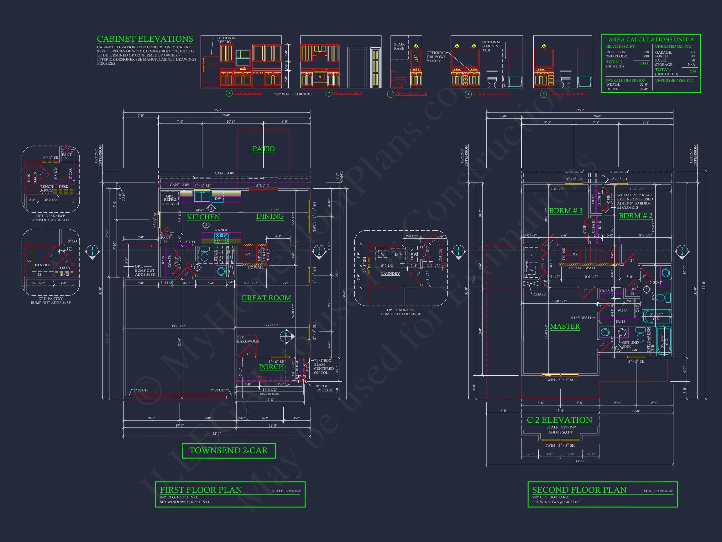 Craftsman house Floor Plan with 2 Stories and 3 Bedrooms