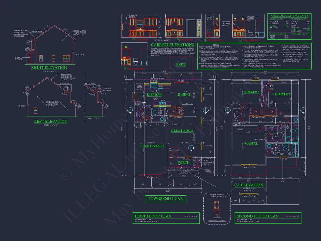 Craftsman house Floor Plan with 2 Stories and 3 Bedrooms