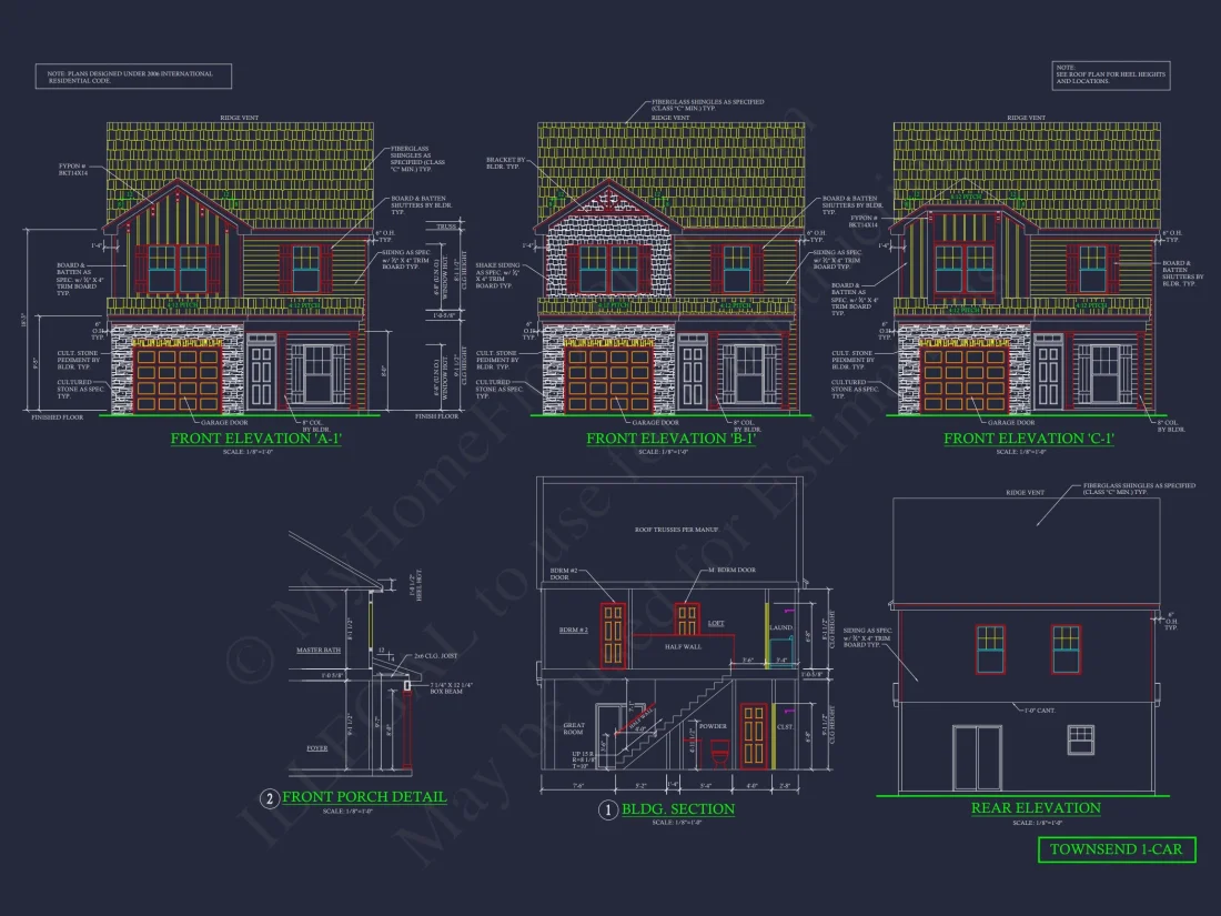 Craftsman house Floor Plan with 2 Stories and 3 Bedrooms