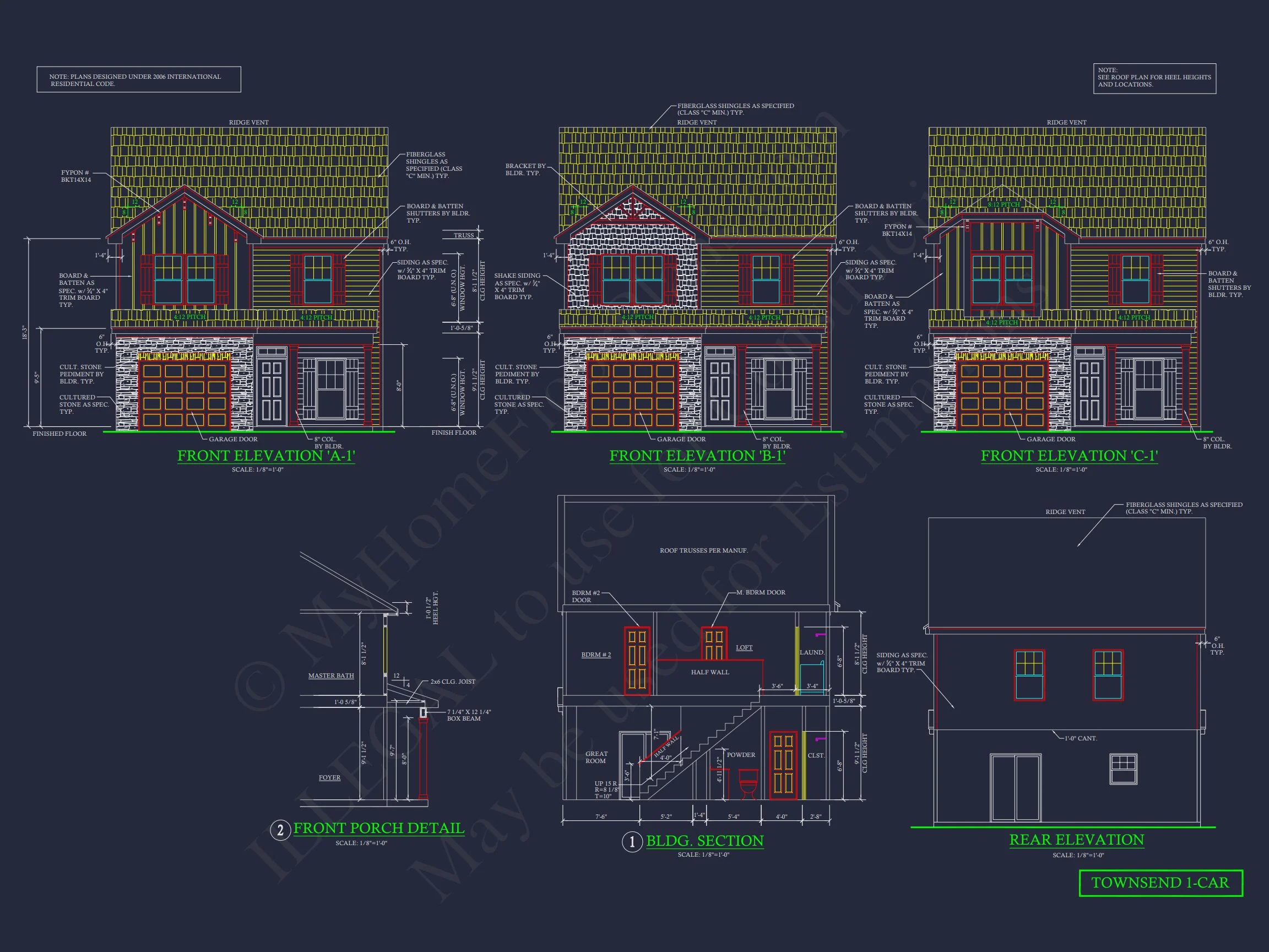 Craftsman house Floor Plan with 2 Stories and 3 Bedrooms