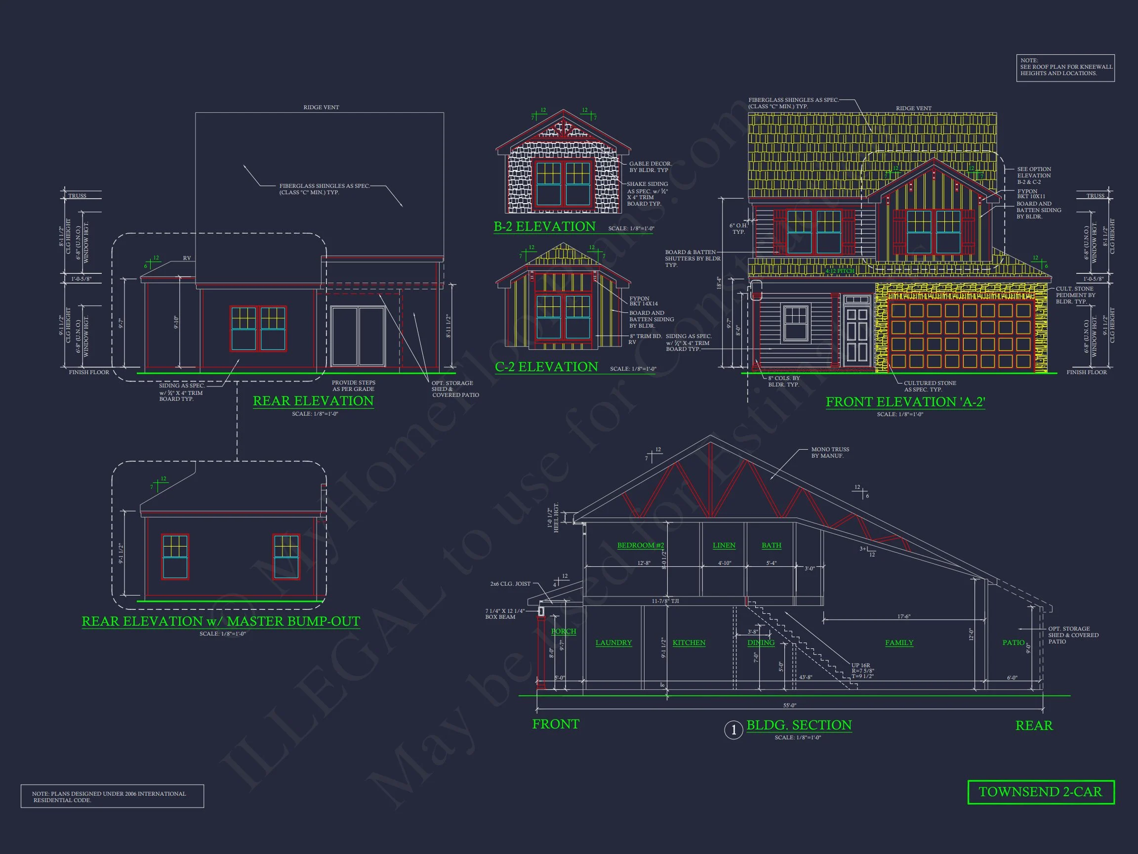 9-1312 HOUSE PLAN -Traditional Home Plan - 3-Bed, 2-Bath, 1,566 SF 7 CAD & Blueprint