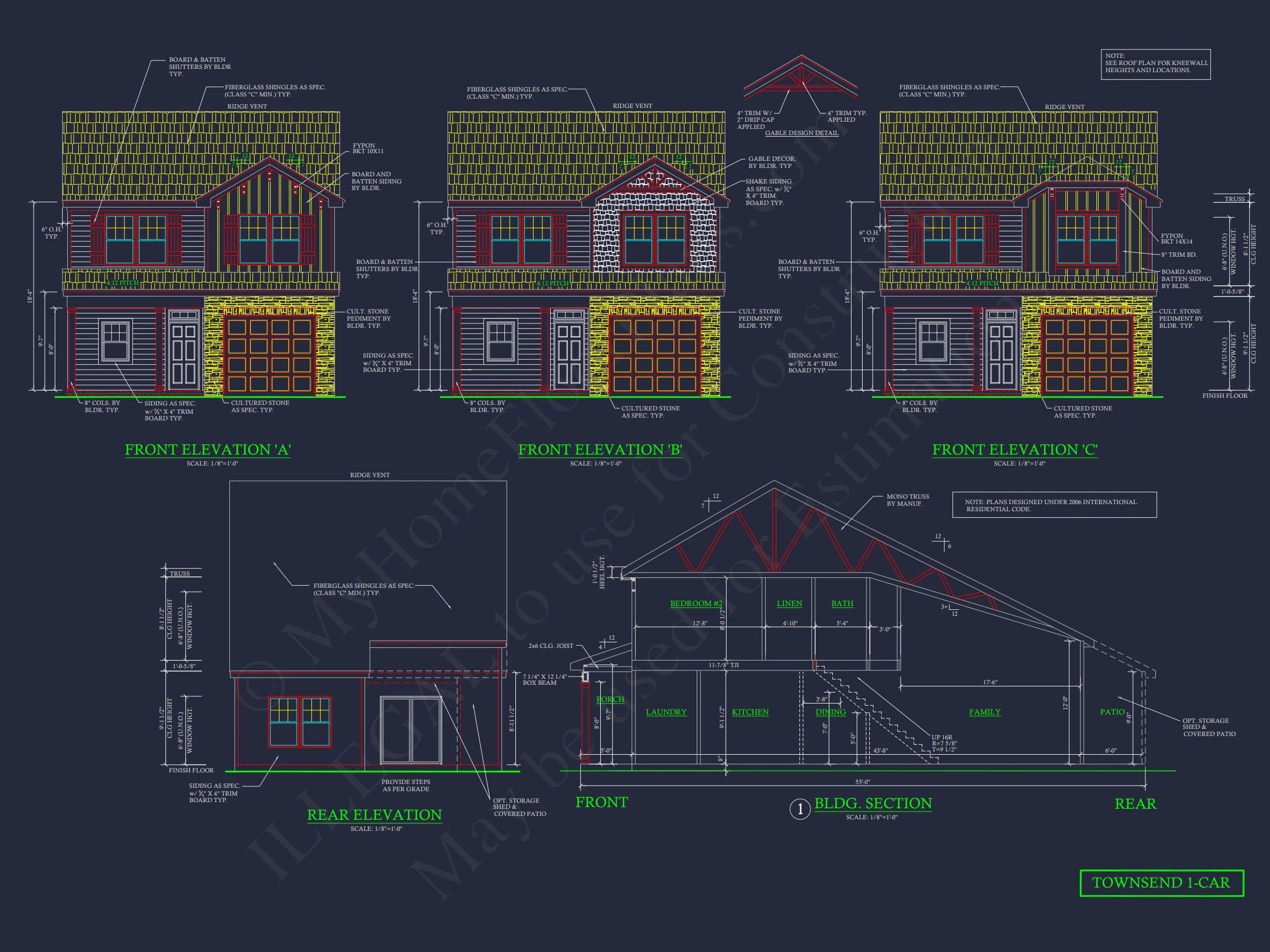 9-1312 HOUSE PLAN -Traditional Home Plan - 3-Bed, 2-Bath, 1,566 SF 3 CAD & Blueprint