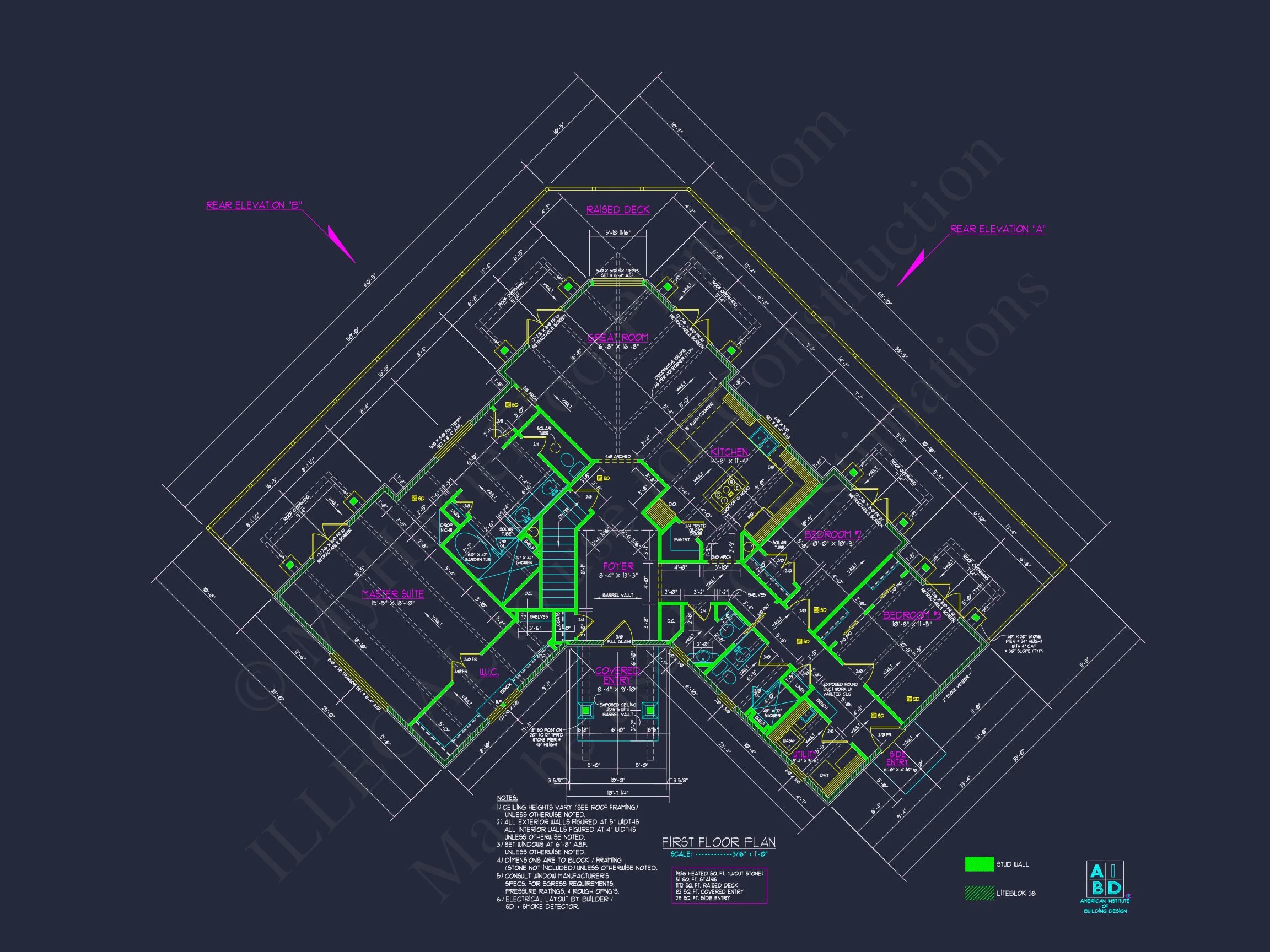 9-1138 HOUSE PLAN -Traditional Ranch Home Plan - 3-Bed, 2-Bath, 2,150 SF 4 Elegant Craftsman house Plan with Vaulted Ceilings and Open Floor Design