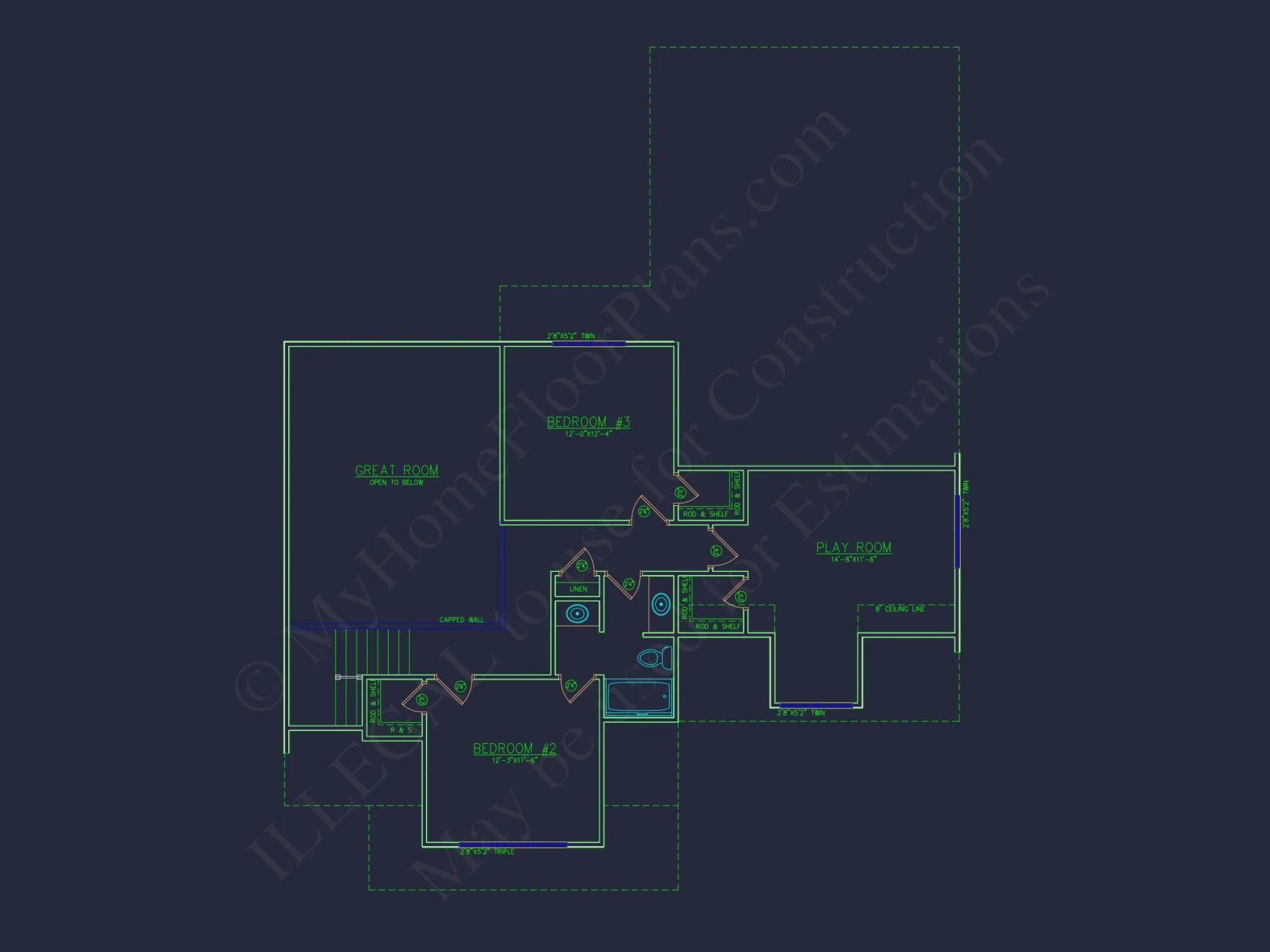 Modern house Plan with 2-Story Blueprint & CAD Designs