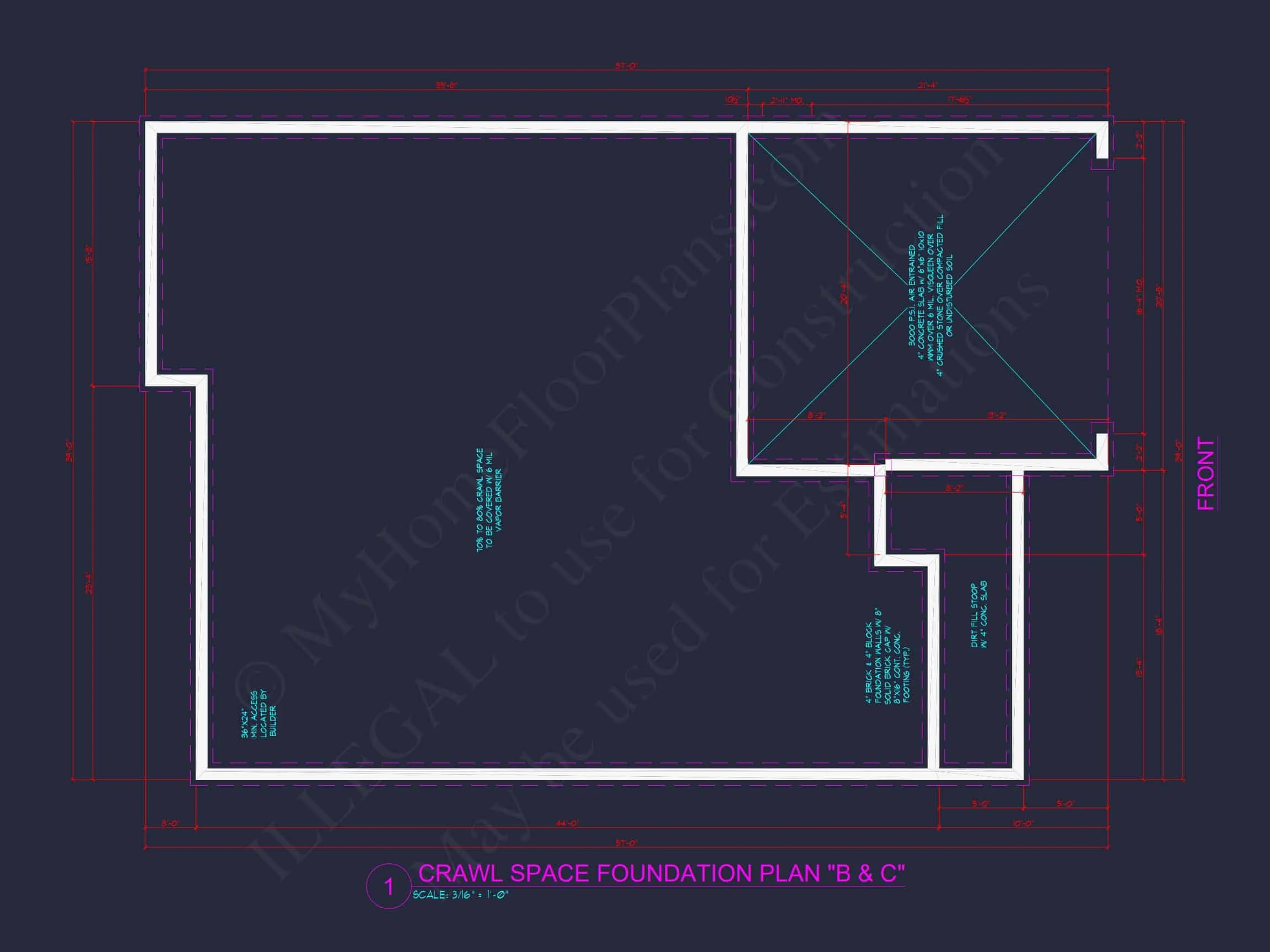 Traditional house Plan with 4 Beds, 2.5 Baths, and CAD Designs