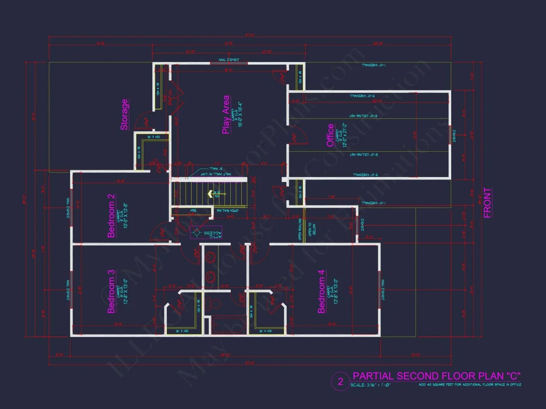 Traditional house Plan with 4 Beds, 2.5 Baths, and CAD Designs