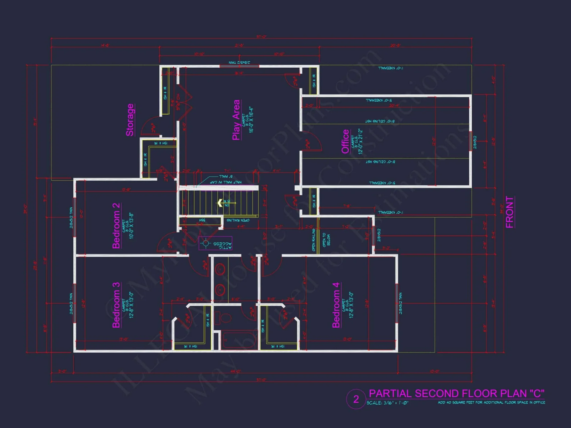 Traditional house Plan with 4 Beds, 2.5 Baths, and CAD Designs