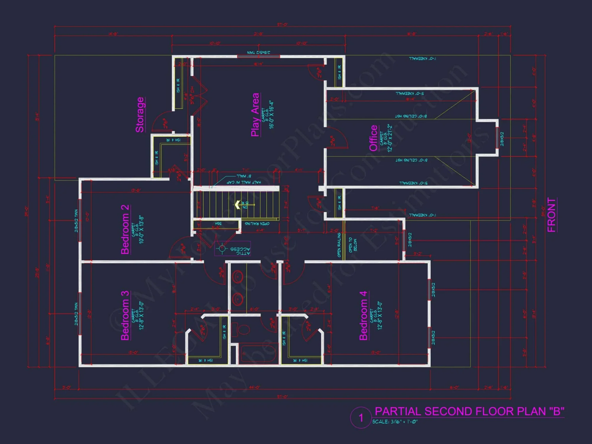 Traditional house Plan with 4 Beds, 2.5 Baths, and CAD Designs