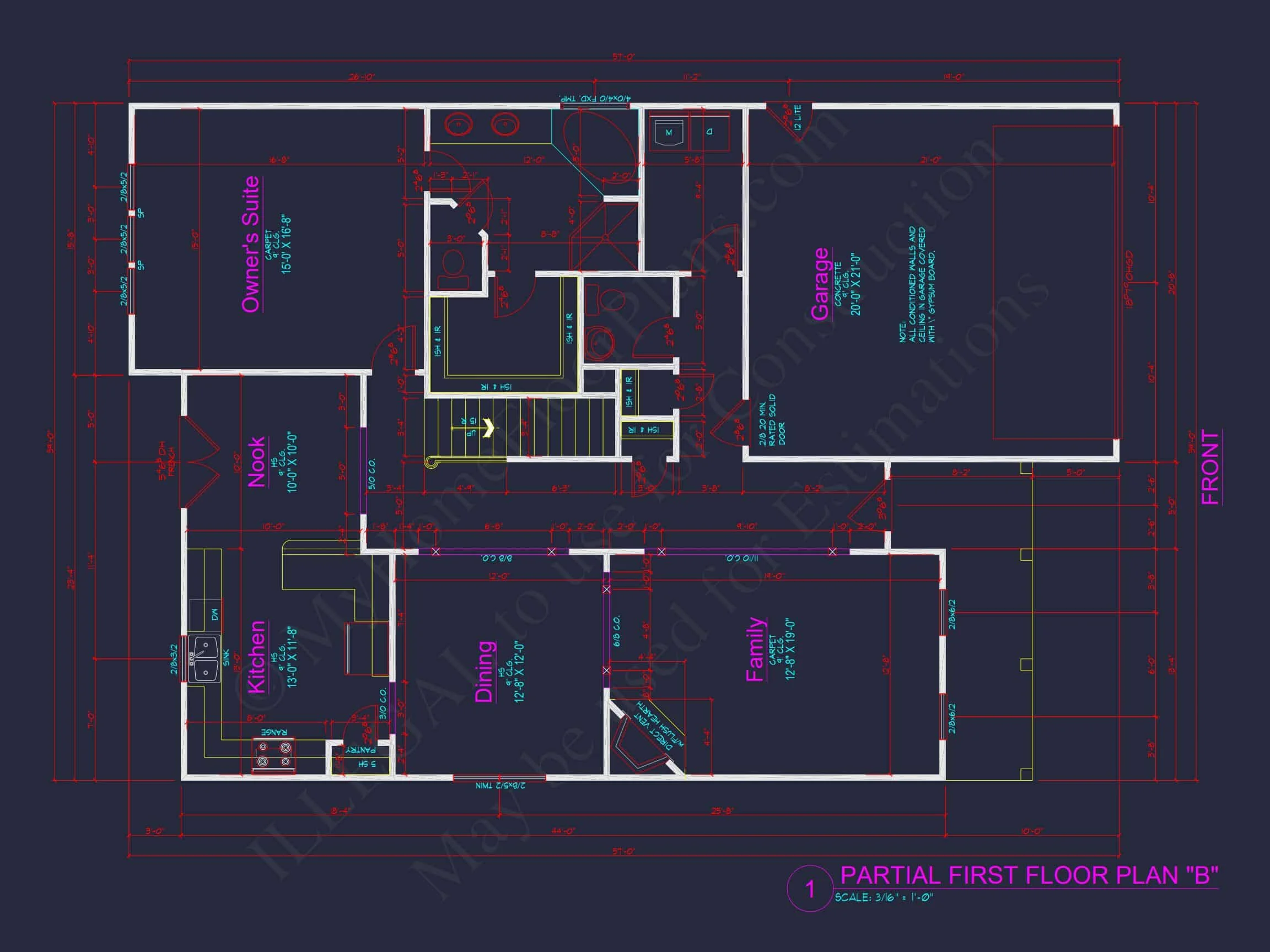 Traditional house Plan with 4 Beds, 2.5 Baths, and CAD Designs