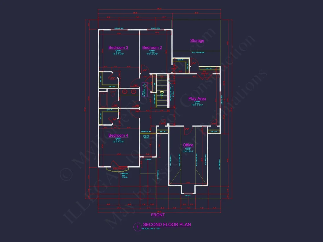 Traditional house Plan with 4 Beds, 2.5 Baths, and CAD Designs