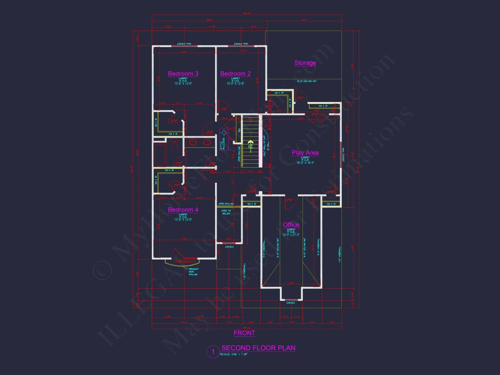 Traditional house Plan with 4 Beds, 2.5 Baths, and CAD Designs