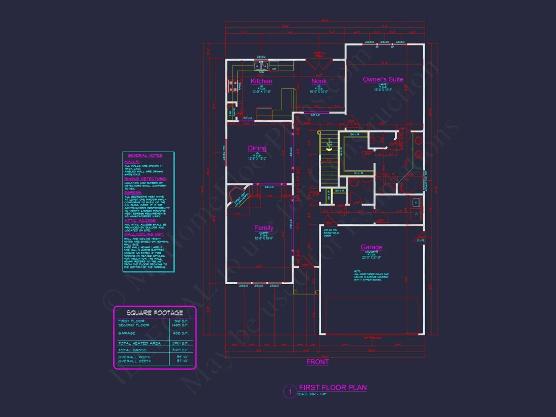Traditional house Plan with 4 Beds, 2.5 Baths, and CAD Designs
