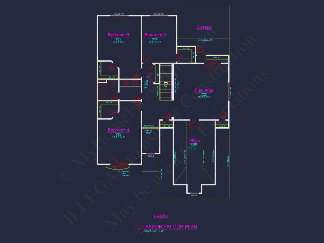 Traditional house Plan with 4 Beds, 2.5 Baths, and CAD Designs