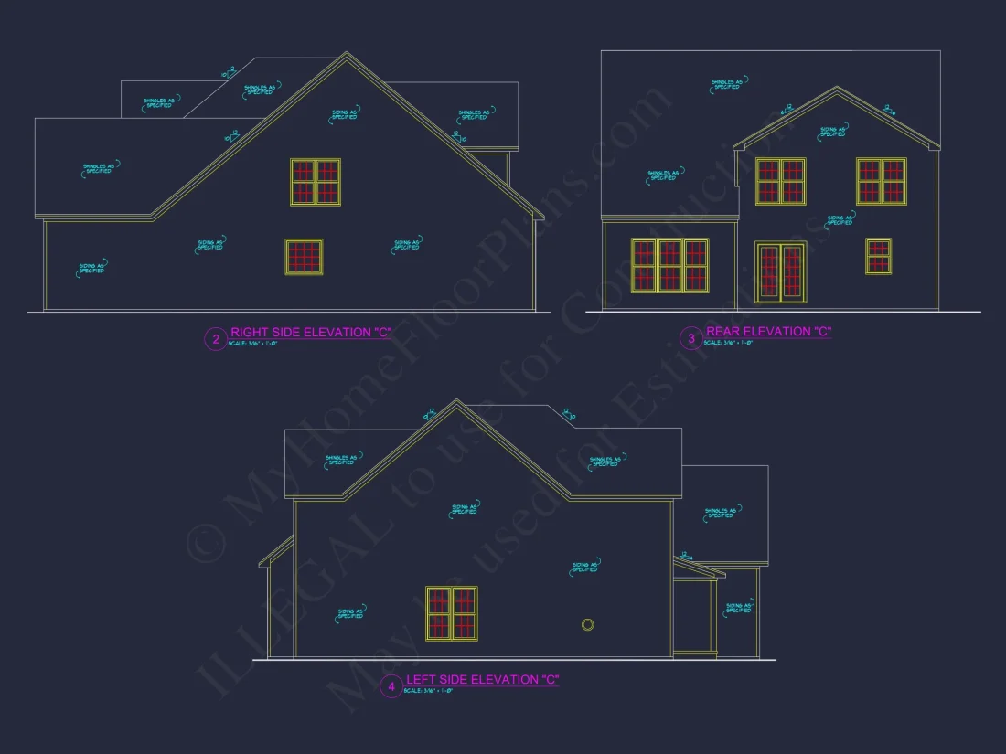 Traditional house Plan with 4 Beds, 2.5 Baths, and CAD Designs