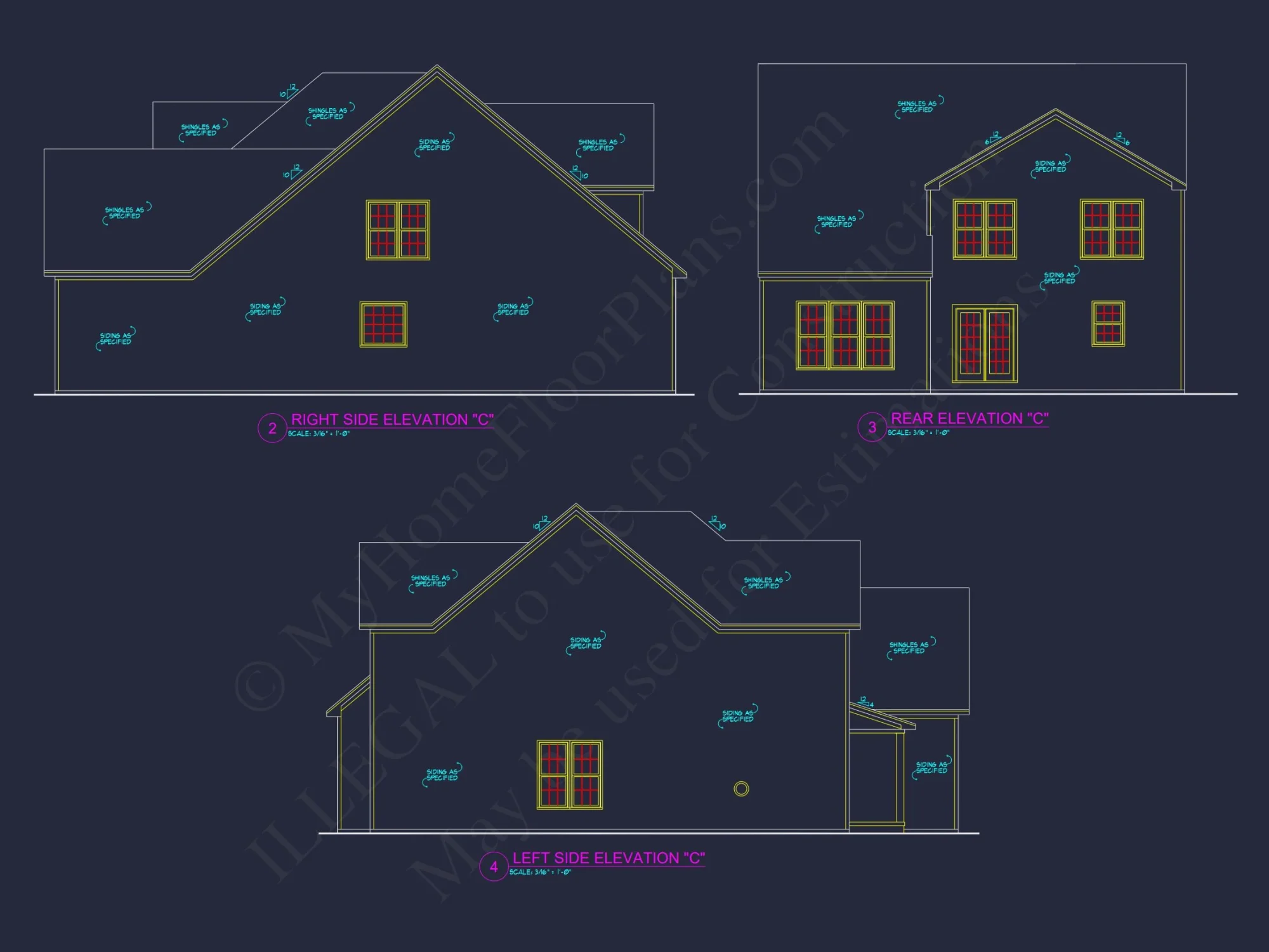 Traditional house Plan with 4 Beds, 2.5 Baths, and CAD Designs