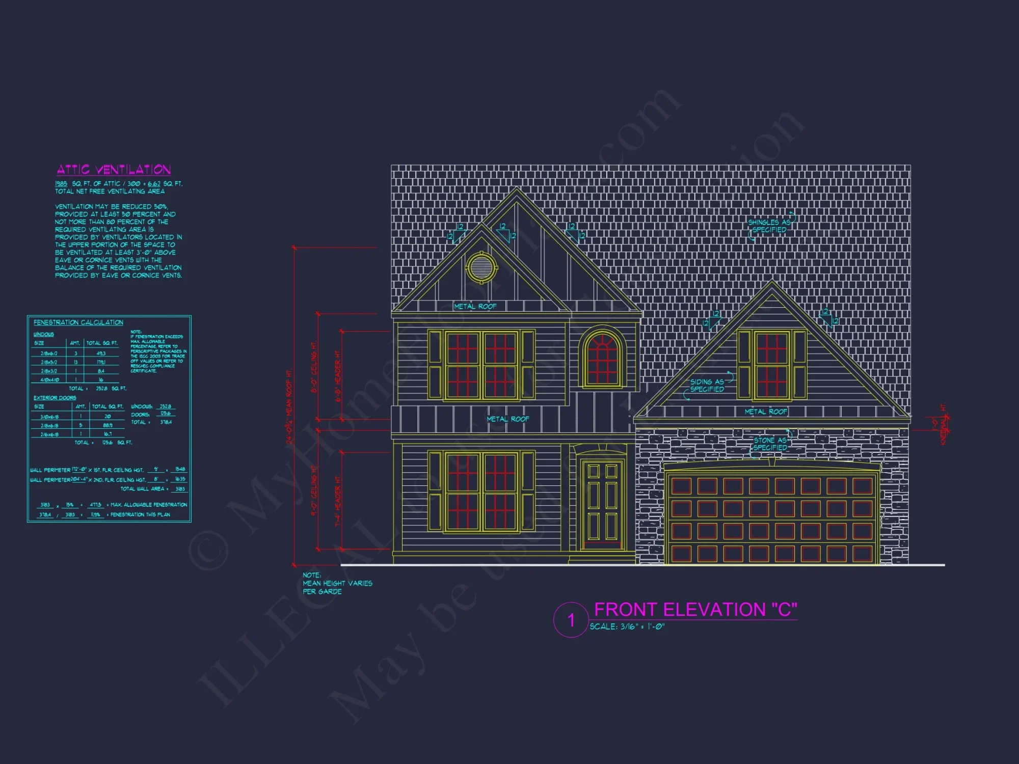 Traditional house Plan with 4 Beds, 2.5 Baths, and CAD Designs
