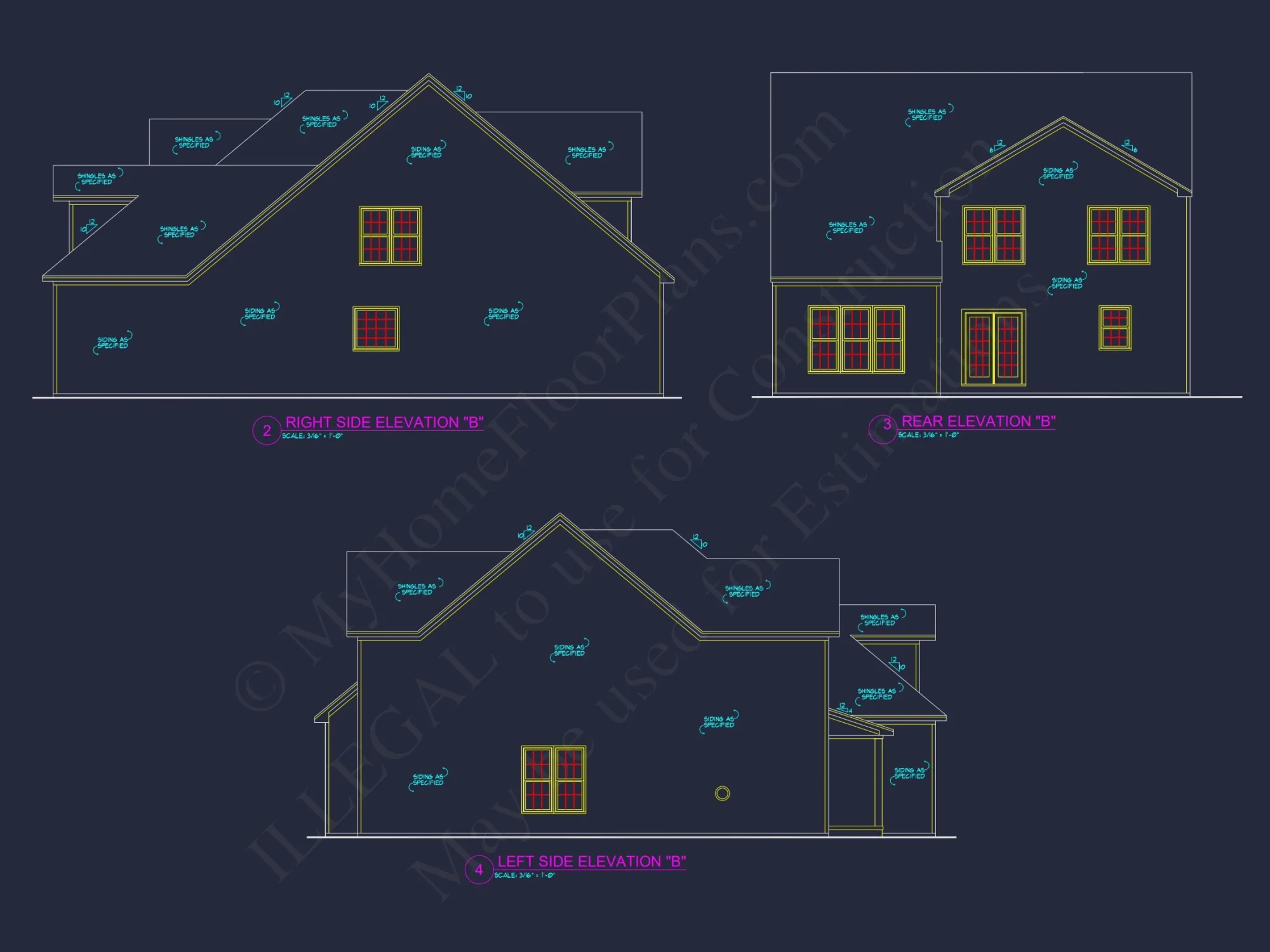 Traditional house Plan with 4 Beds, 2.5 Baths, and CAD Designs