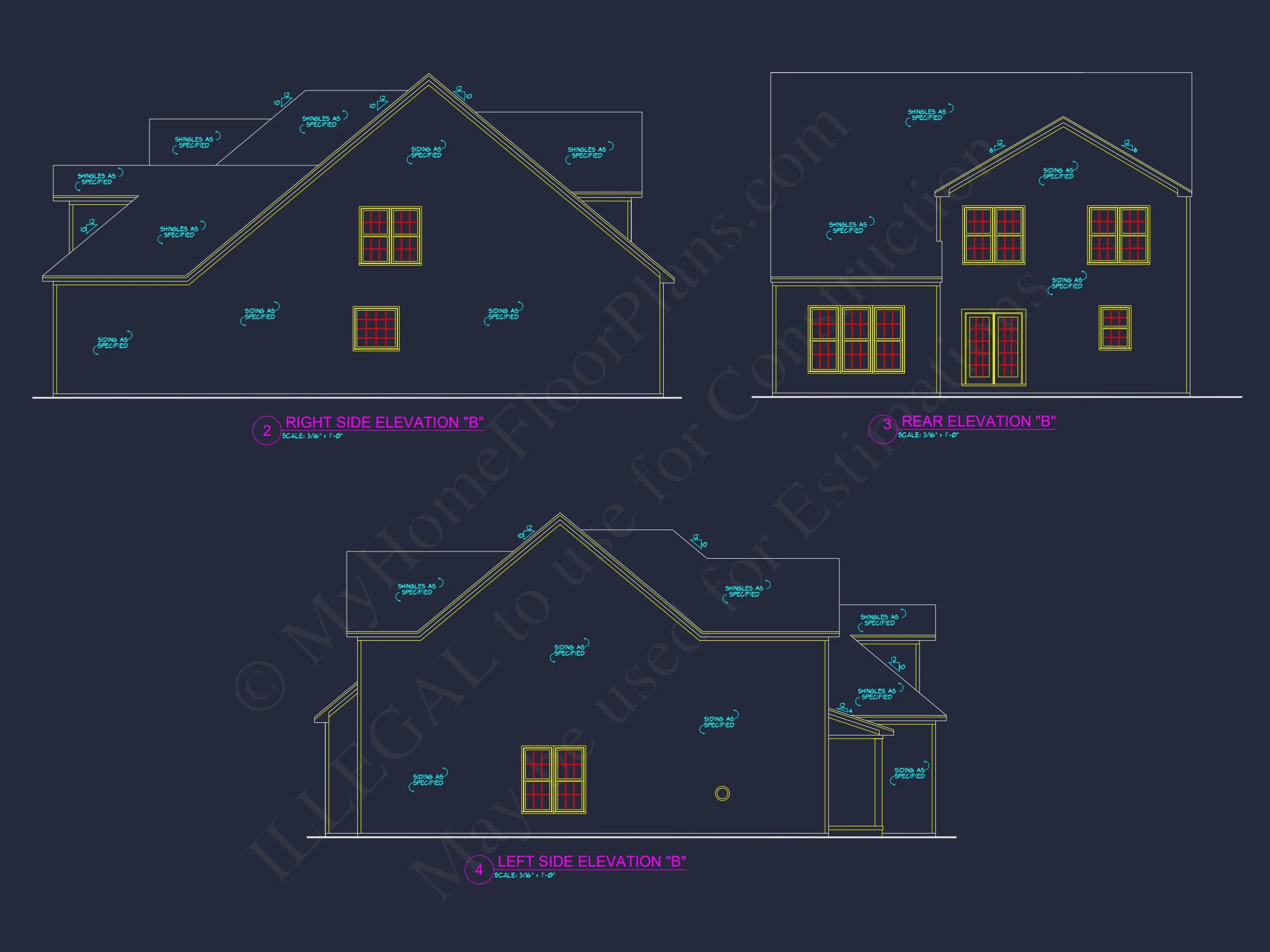 Traditional house Plan with 4 Beds, 2.5 Baths, and CAD Designs