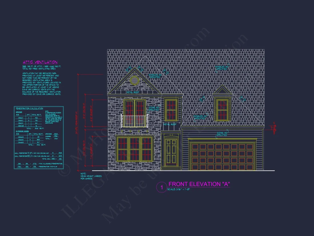 Traditional house Plan with 4 Beds, 2.5 Baths, and CAD Designs