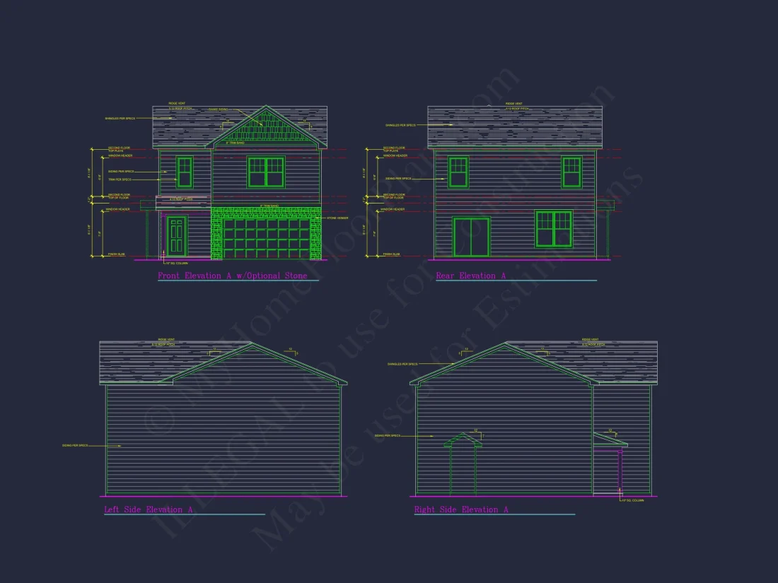 Craftsman house Plan with 28' Width, 40' Depth, and CAD Designs