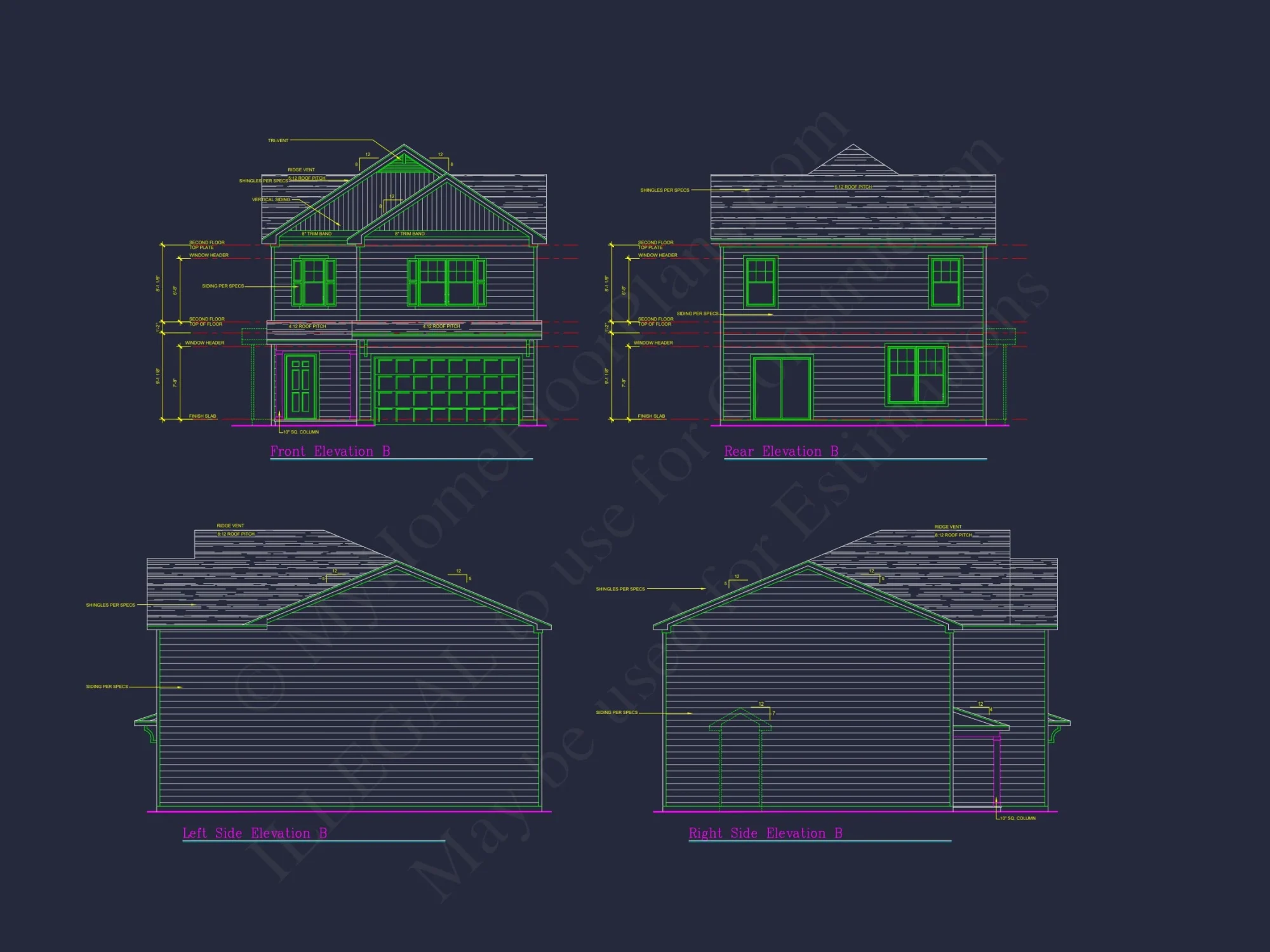 Craftsman house Plan with 28' Width, 40' Depth, and CAD Designs