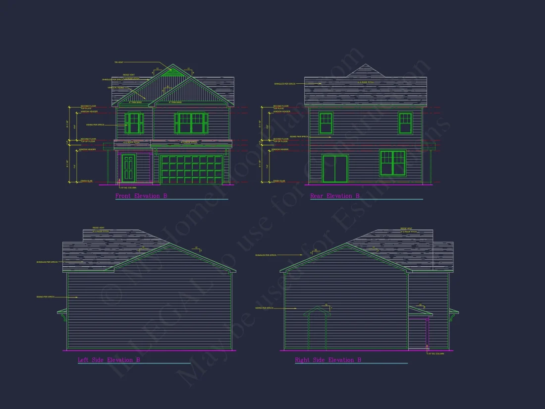 Craftsman house Plan with 28' Width, 40' Depth, and CAD Designs