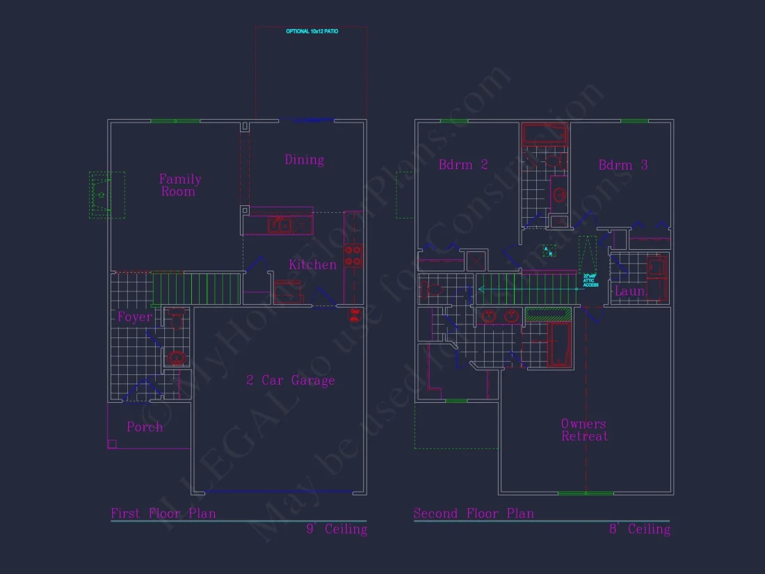 Craftsman house Plan with 28' Width, 40' Depth, and CAD Designs