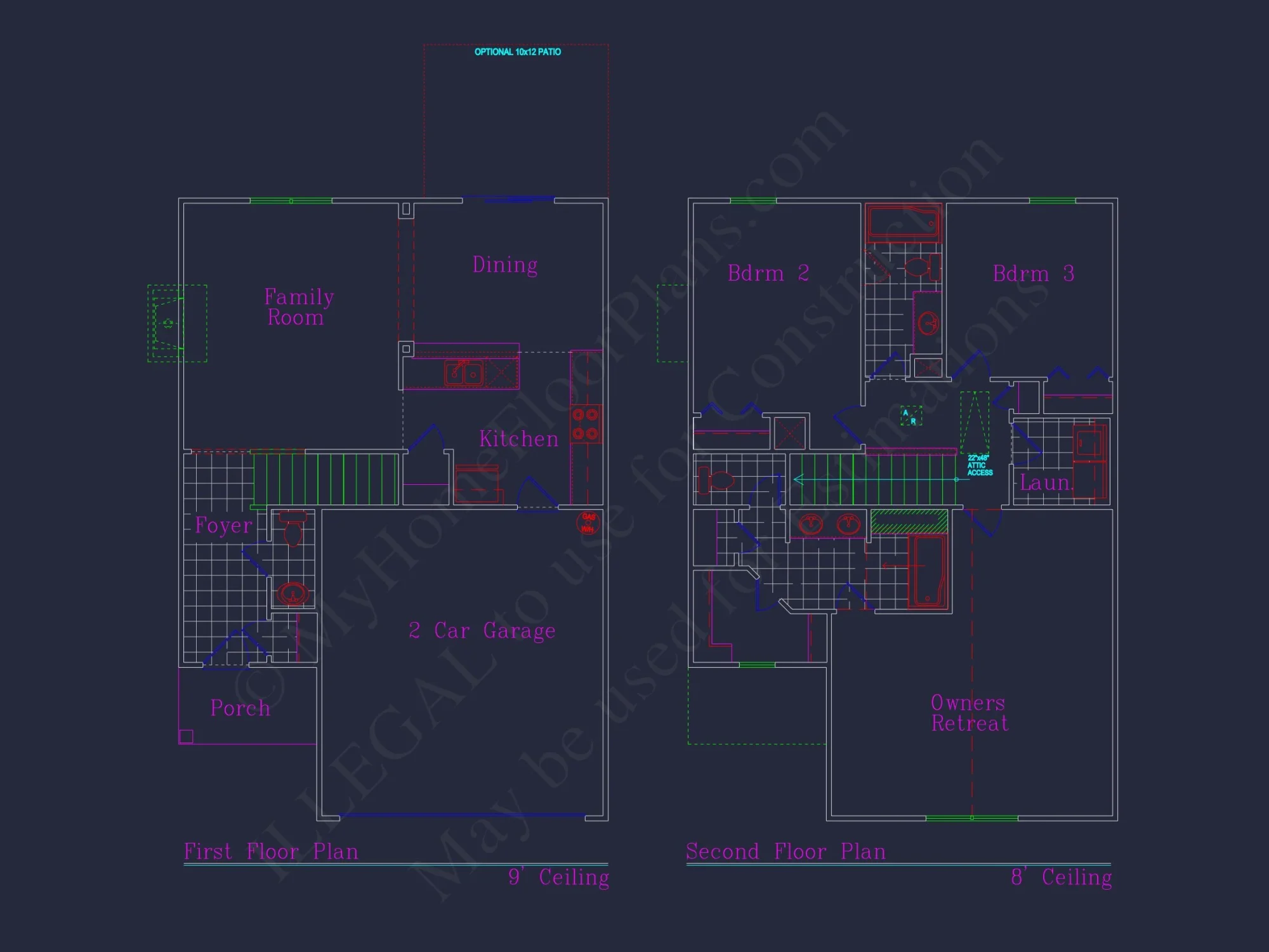 Craftsman house Plan with 28' Width, 40' Depth, and CAD Designs