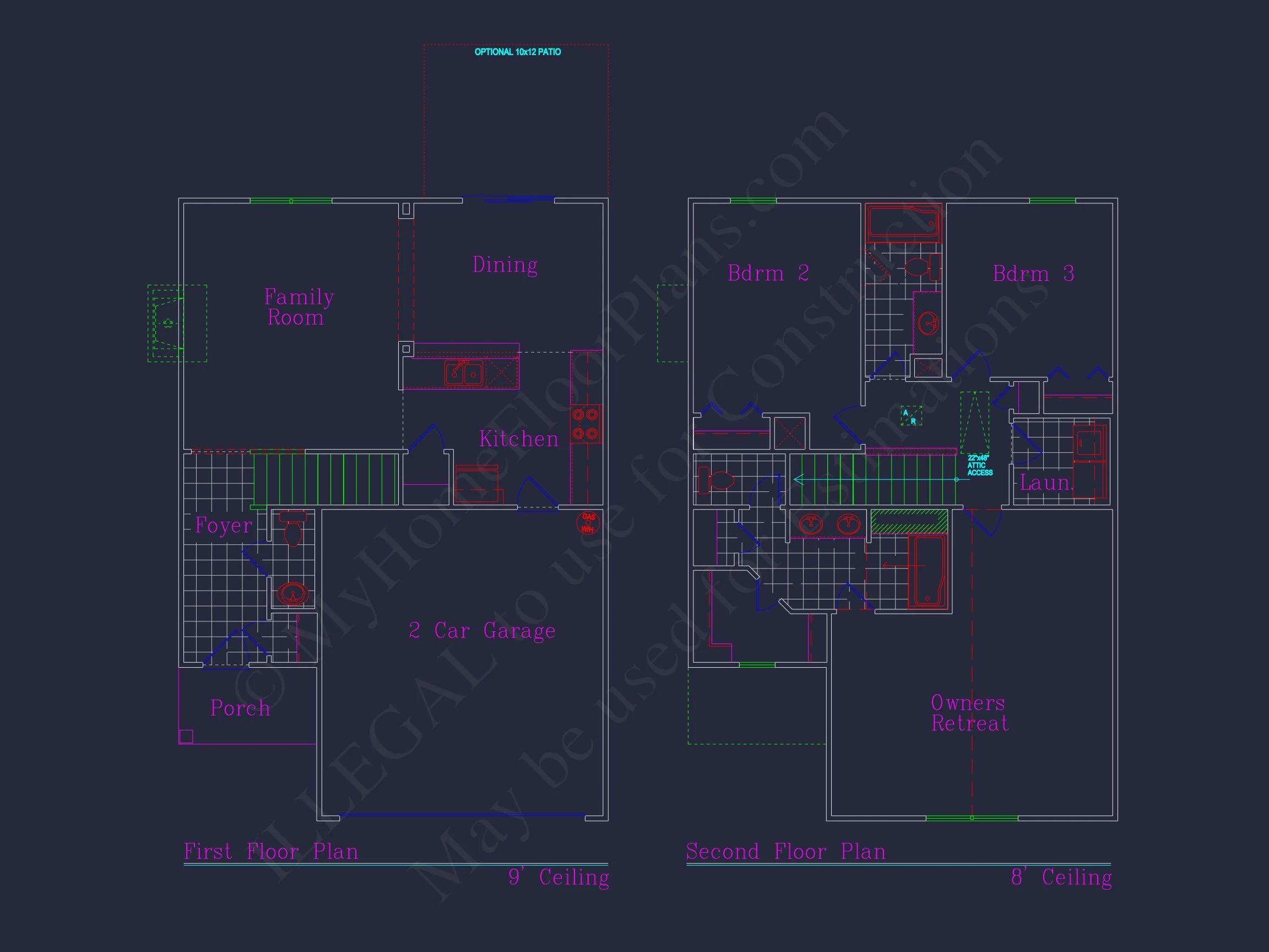 Craftsman house Plan with 28' Width, 40' Depth, and CAD Designs