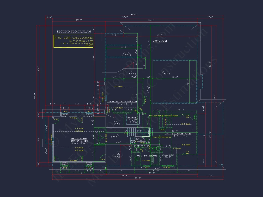 house Floor Plan Blueprint Designs: Classic 4-Bedroom Layout