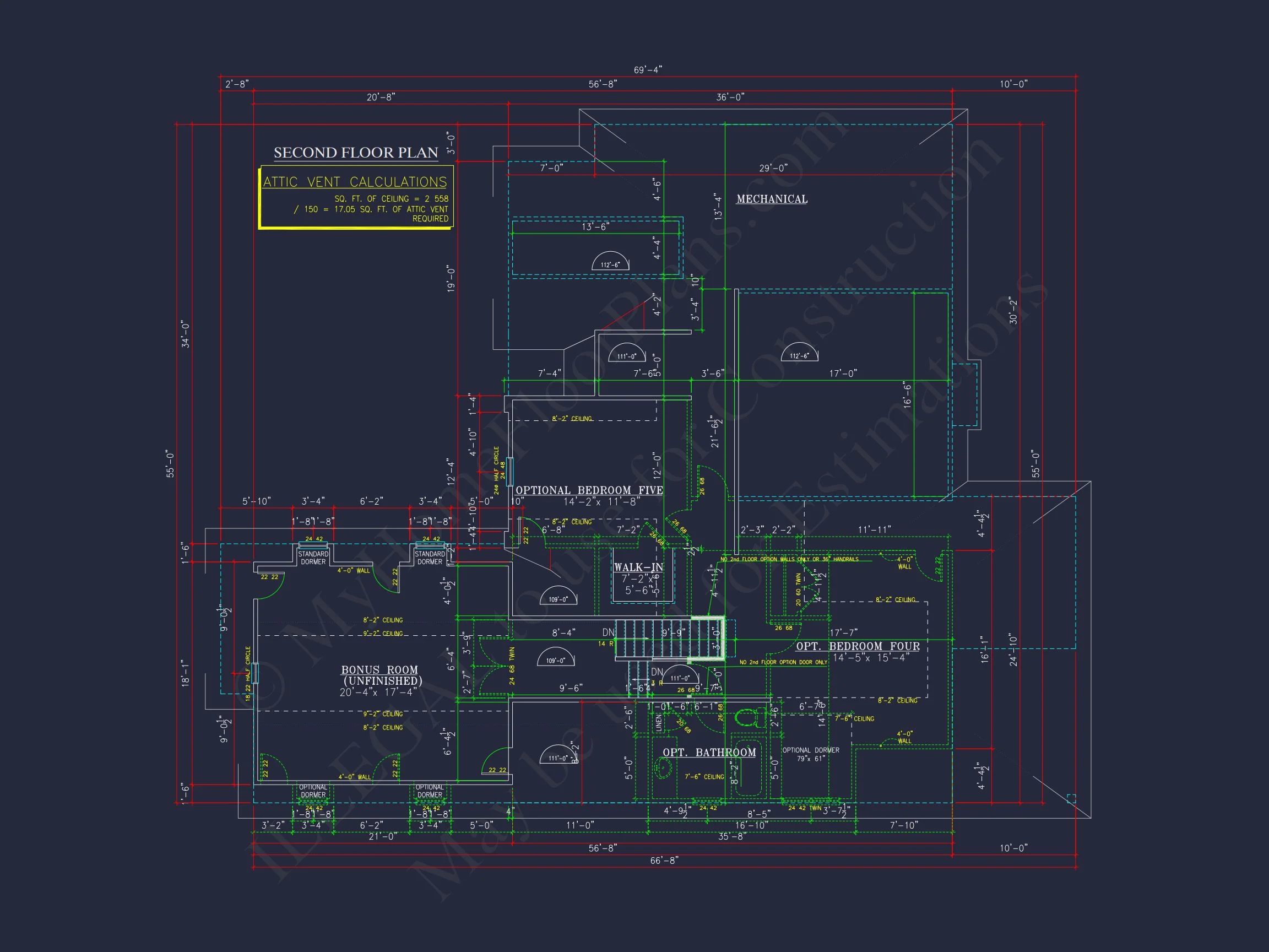 8-2005 HOUSE PLAN -New American Home Plan - 4-Bed, 3-Bath, 3,129 SF 13 house Floor Plan Blueprint Designs: Classic 4-Bedroom Layout